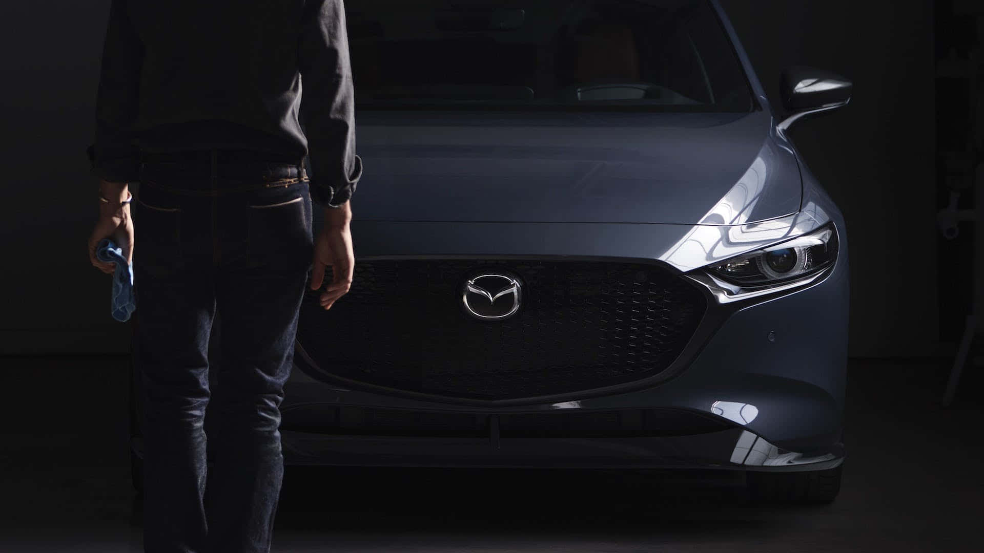 2020 Mazda 3 Hatchback, sleek dark gray, dramatic studio lighting, Full HD Desktop Wallpaper