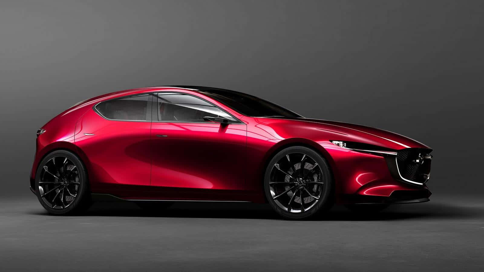 Mazda 3 Hatchback, red, black accents, HD Desktop Wallpaper