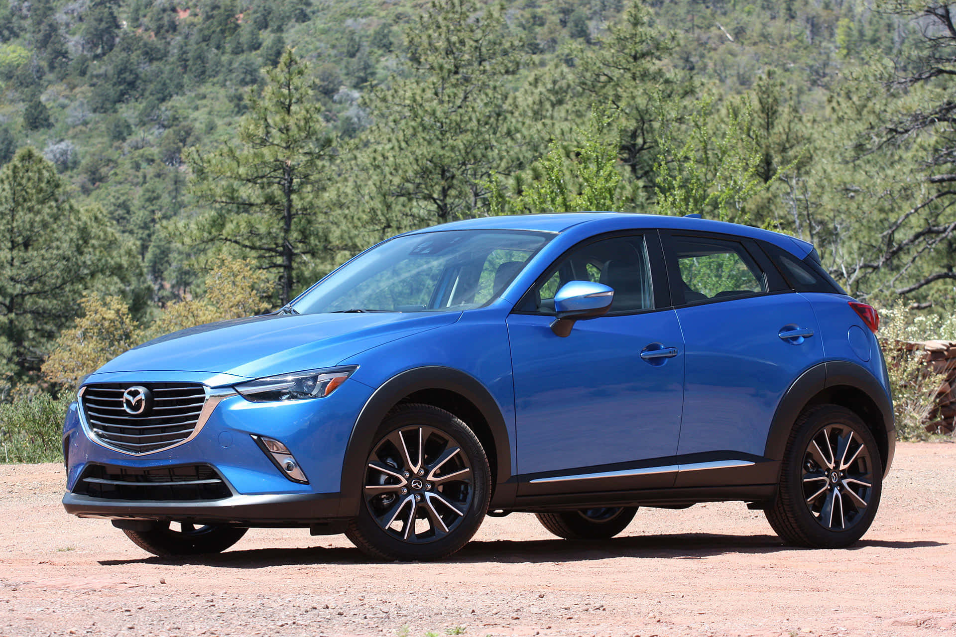 Mazda CX-3, blue, dirt road, Full HD Desktop Wallpaper