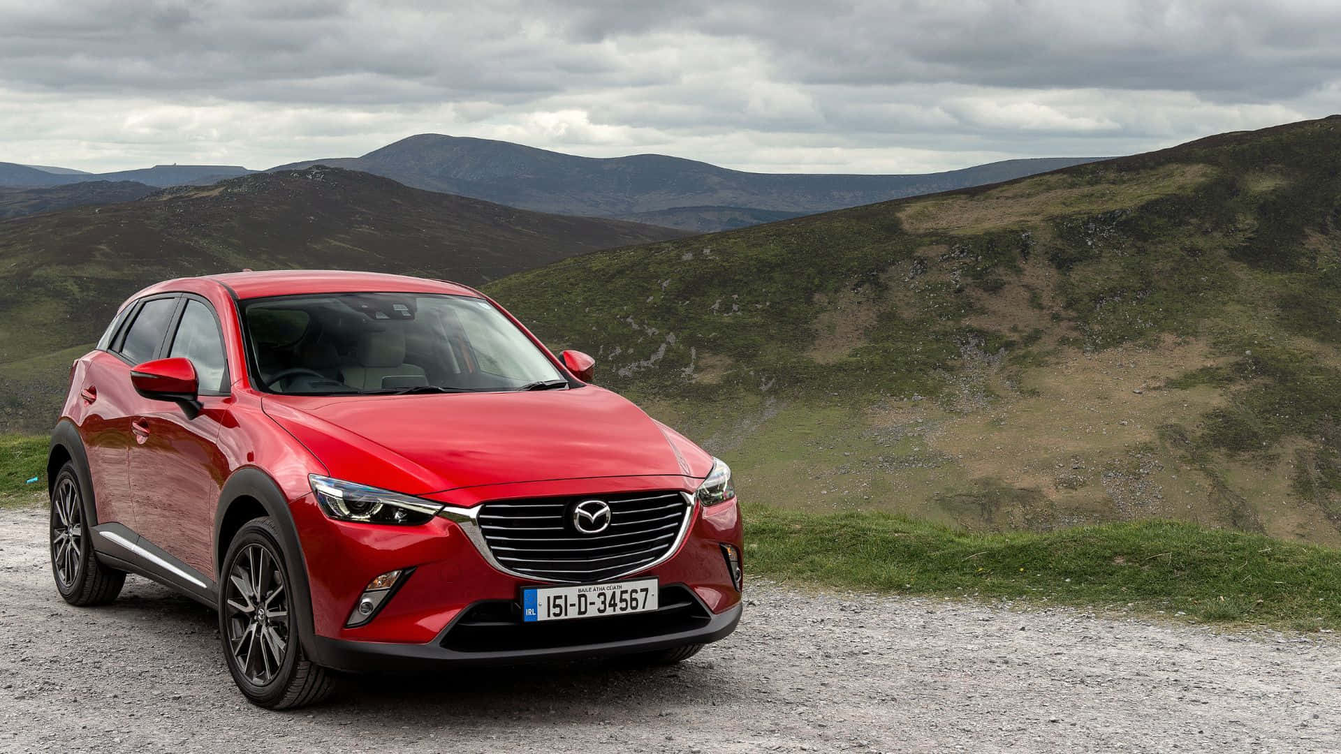 Mazda CX-3, vibrant red, gravel road, Full HD Desktop Wallpaper