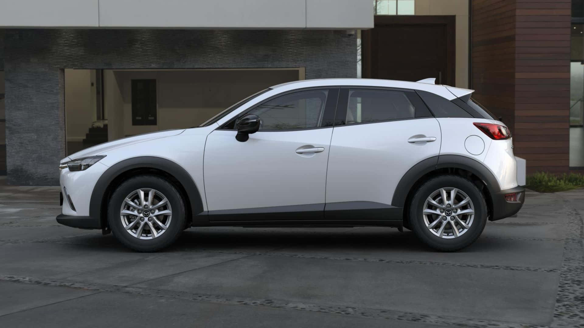 Mazda CX-3, white, modern house, Full HD Desktop Wallpaper