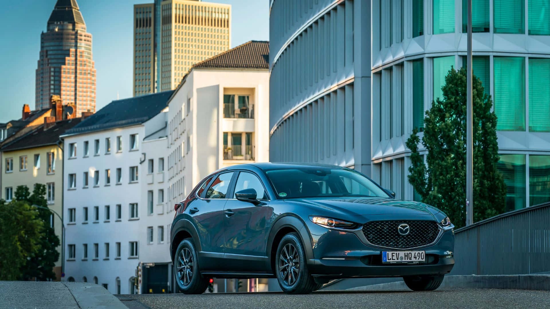Mazda CX-3, dark blue, city street, Full HD Desktop Wallpaper