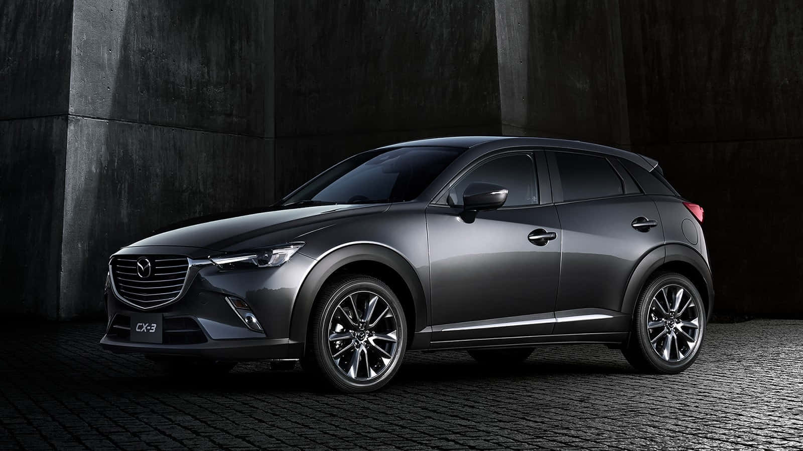 Mazda CX-3, matte gray, dark concrete wall, HD Desktop Wallpaper