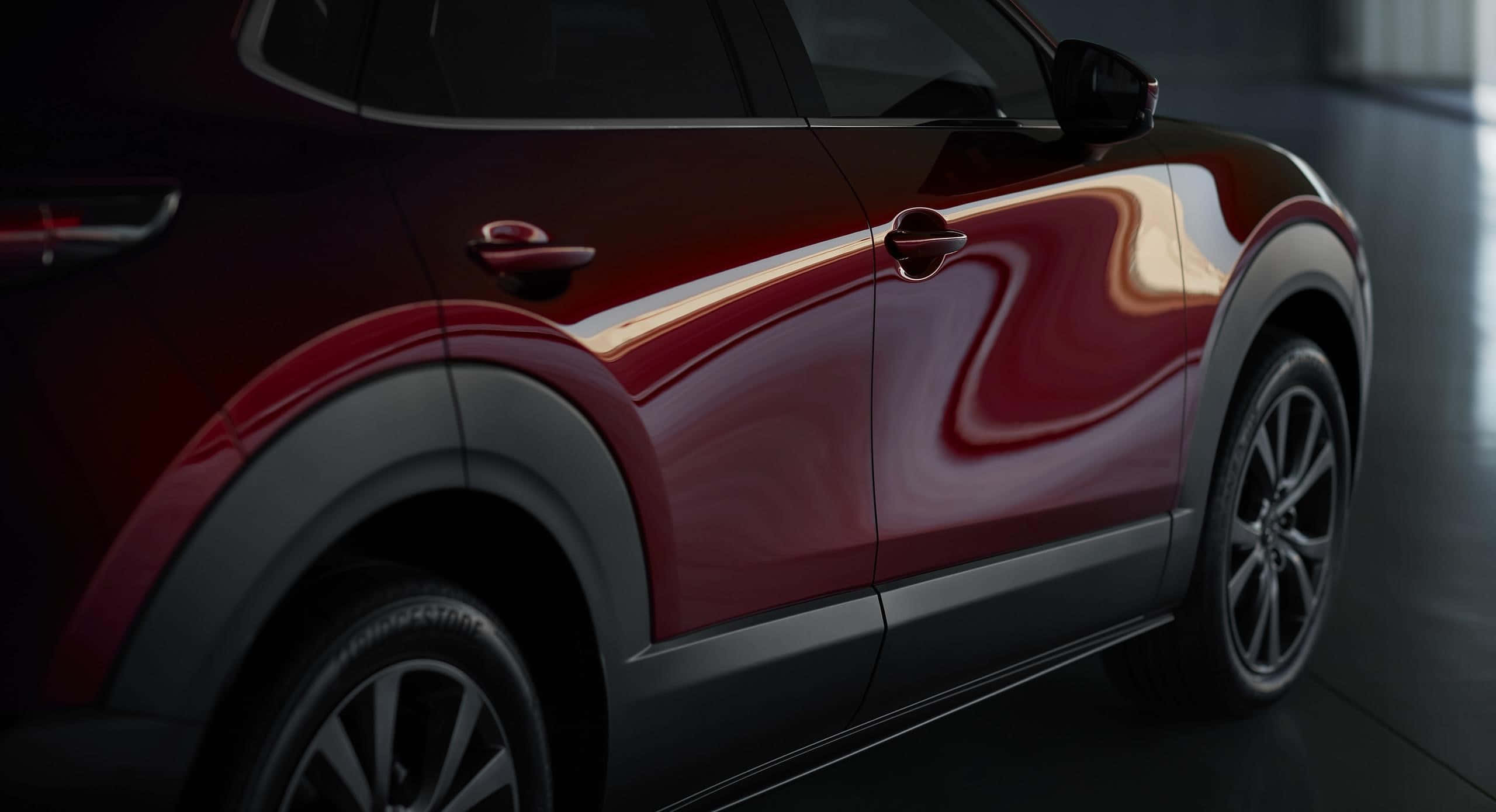 Mazda CX-30, maroon, glossy curves, 2K Desktop Wallpaper