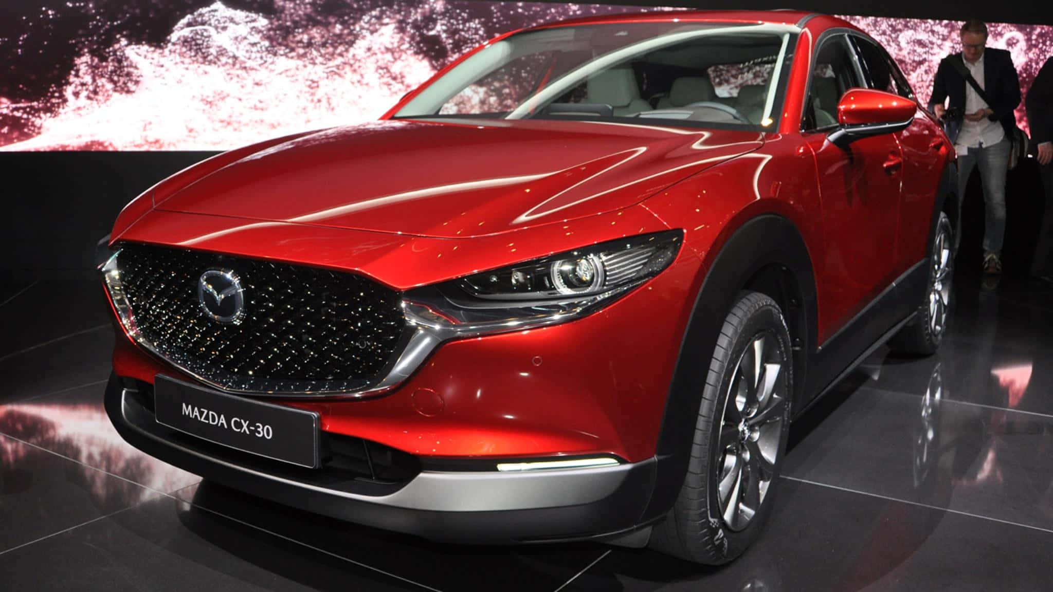 Mazda CX-30, glossy red, auto show, Full HD Desktop Wallpaper