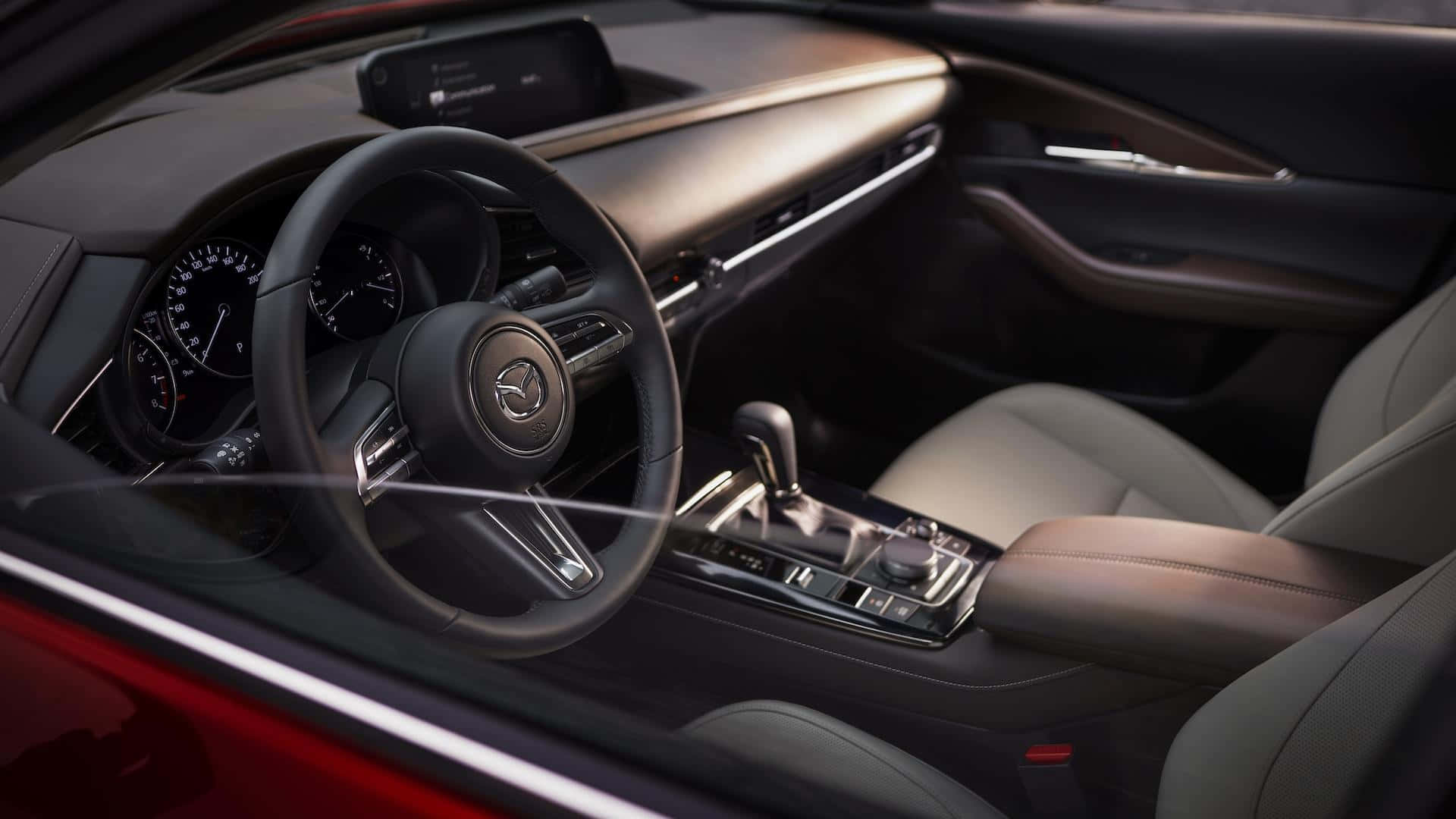 Mazda CX-30, black leather seats, sleek dashboard, Full HD Desktop Wallpaper