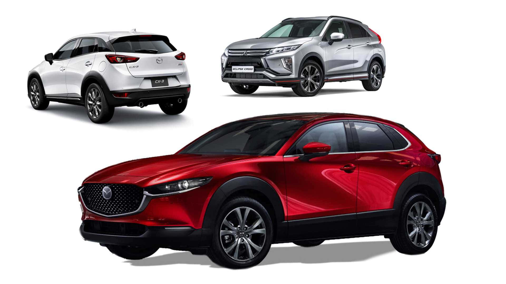 Mazda CX-30, vibrant red, white, Full HD Desktop Wallpaper