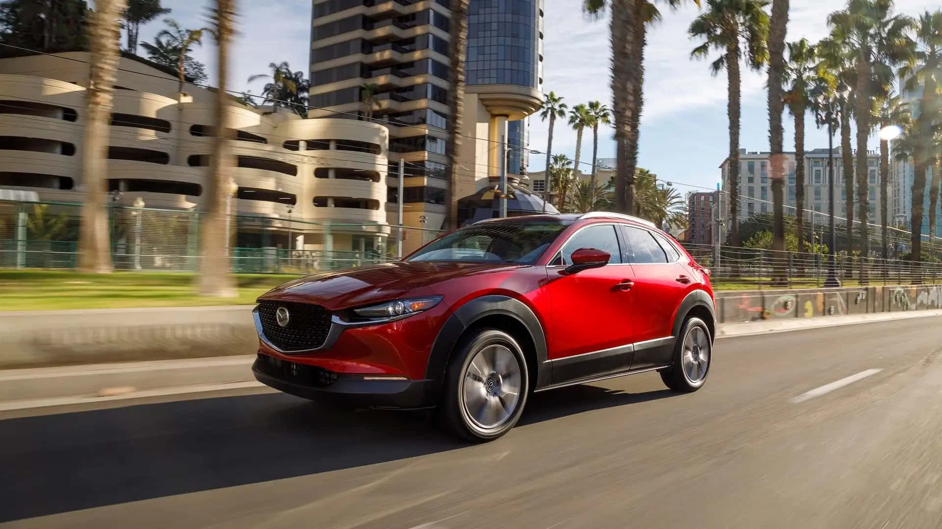 Mazda CX-30, red, urban street, Full HD Desktop Wallpaper
