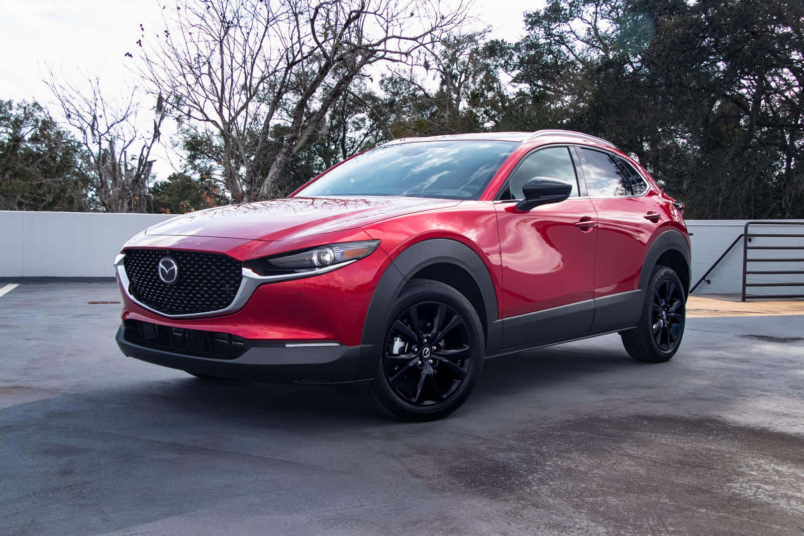 Mazda CX-30, glossy red, black accents, HD Desktop Wallpaper
