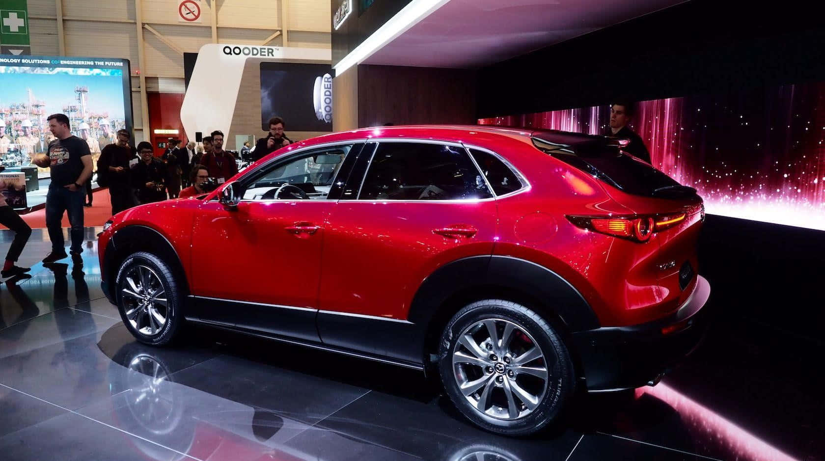 Mazda CX-30, glossy red, reflective floor, HD Desktop Wallpaper