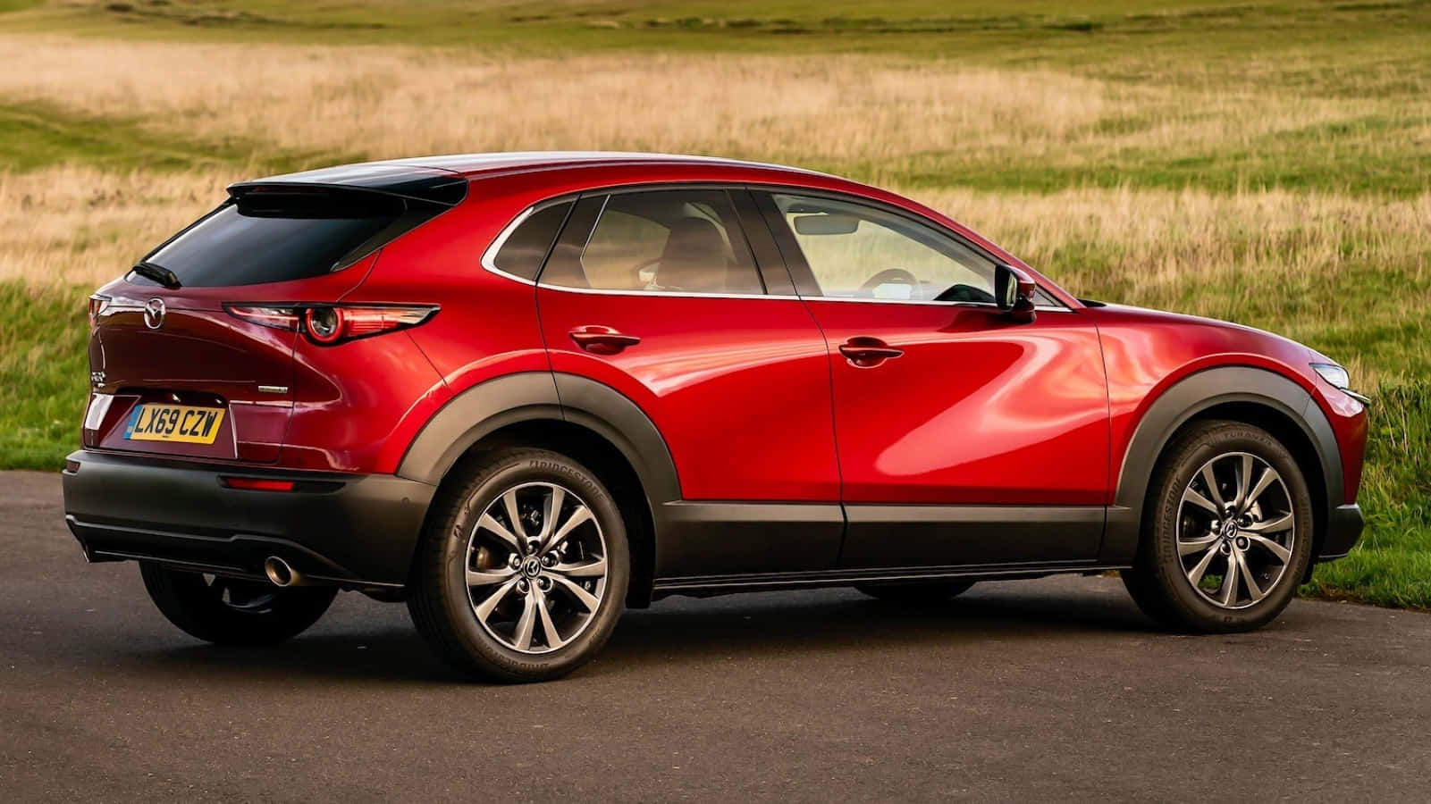 Mazda CX-30, glossy red, road, HD Desktop Wallpaper