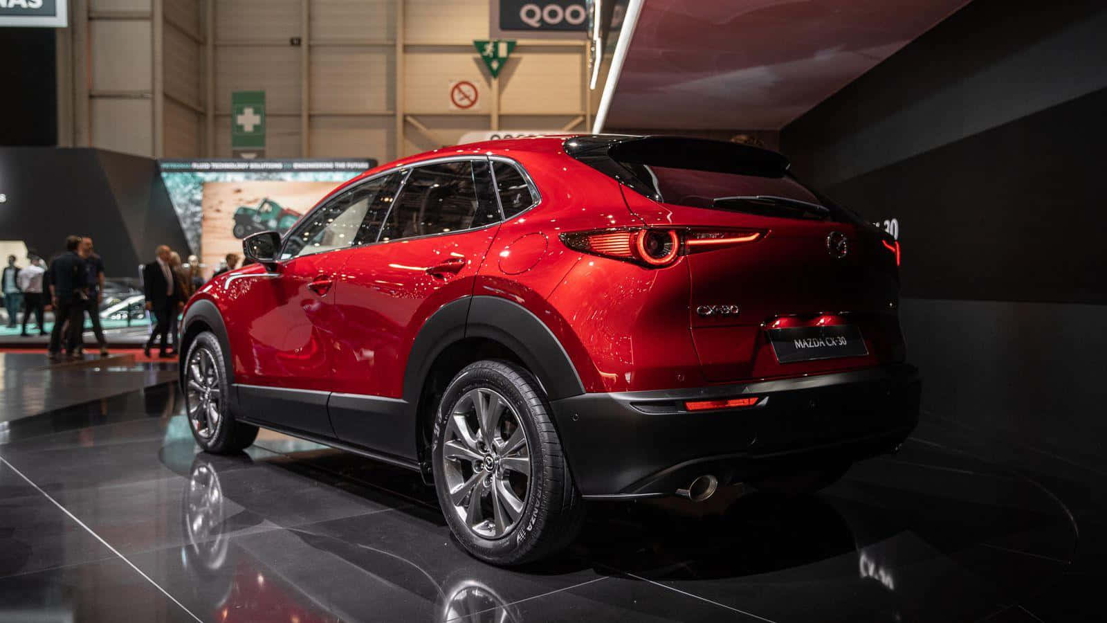 Mazda CX-30, glossy red, polished black floors, HD Desktop Wallpaper