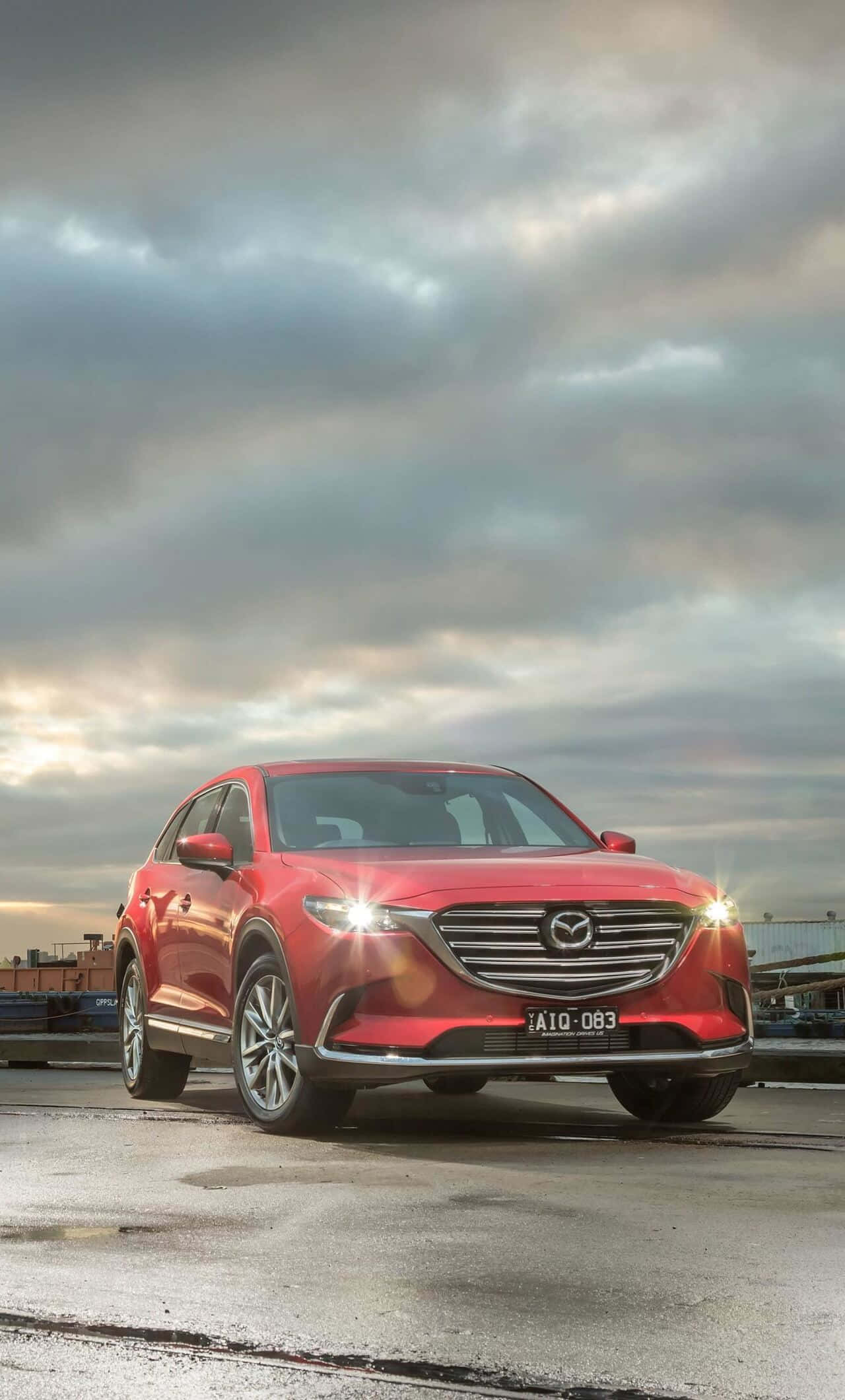 Mazda CX-9, vibrant red, cloudy sky, Full HD Phone Wallpaper