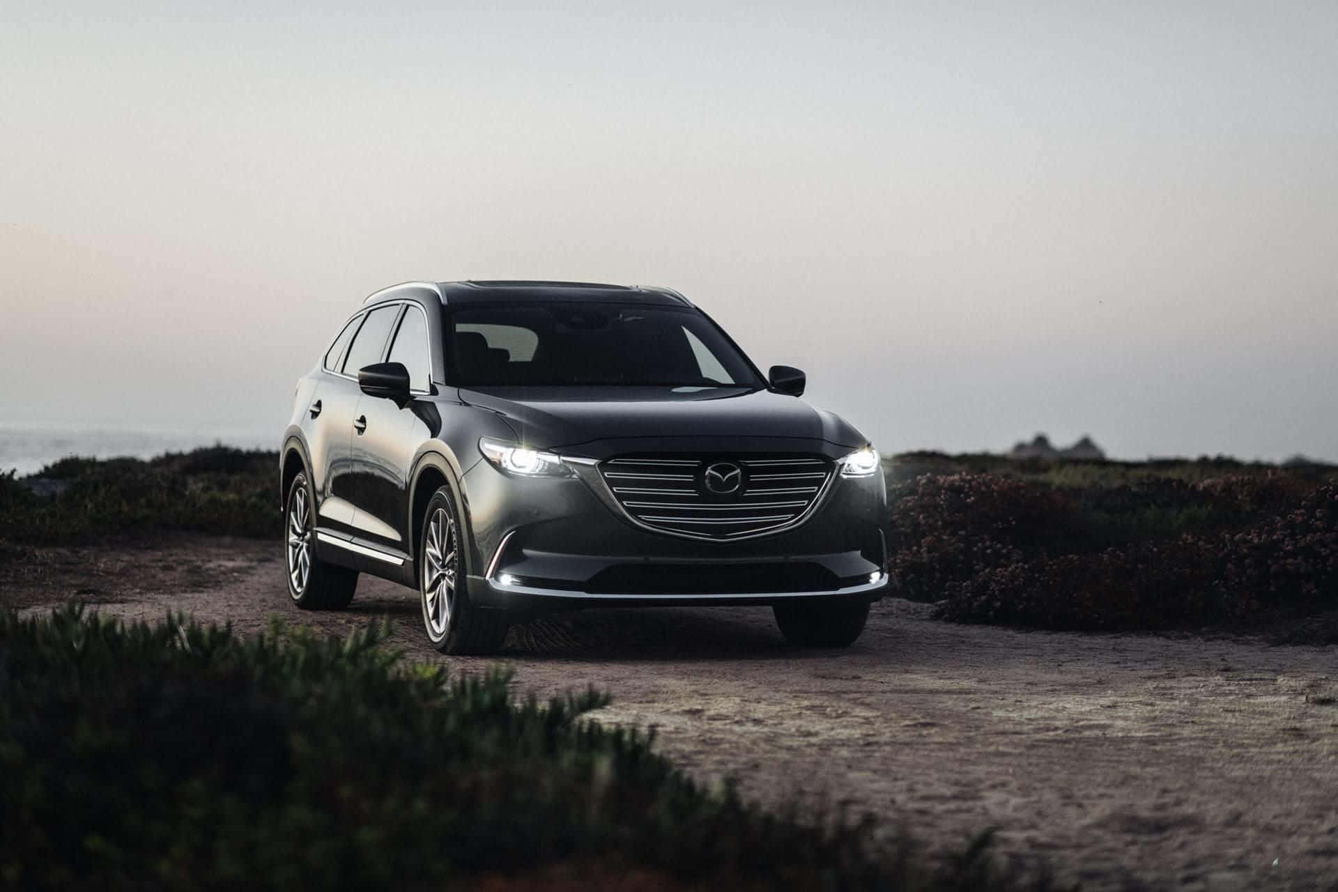 Mazda CX-9, black, coastal dirt path, Full HD Desktop Wallpaper