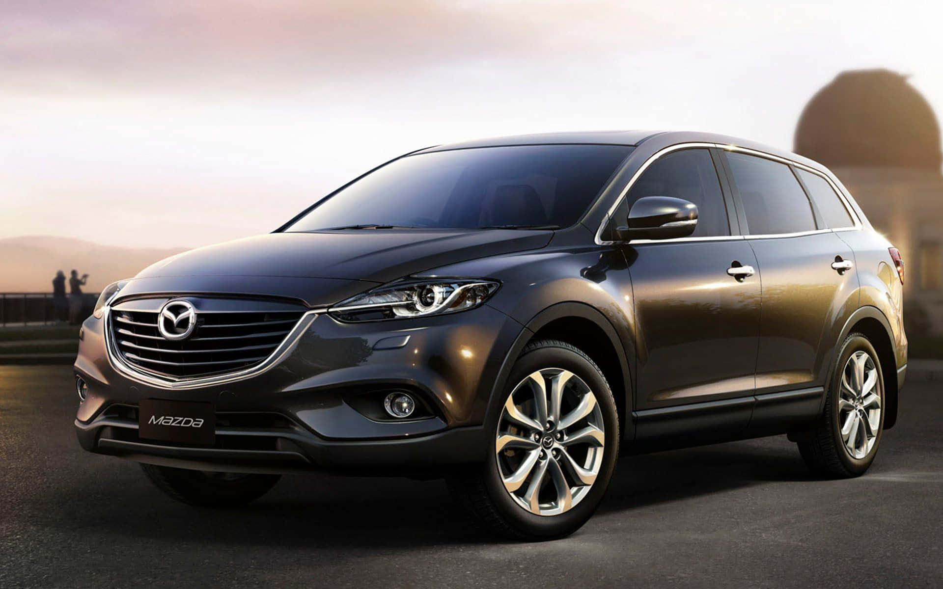 Mazda CX-9, dark gray, sunset, Full HD Desktop Wallpaper