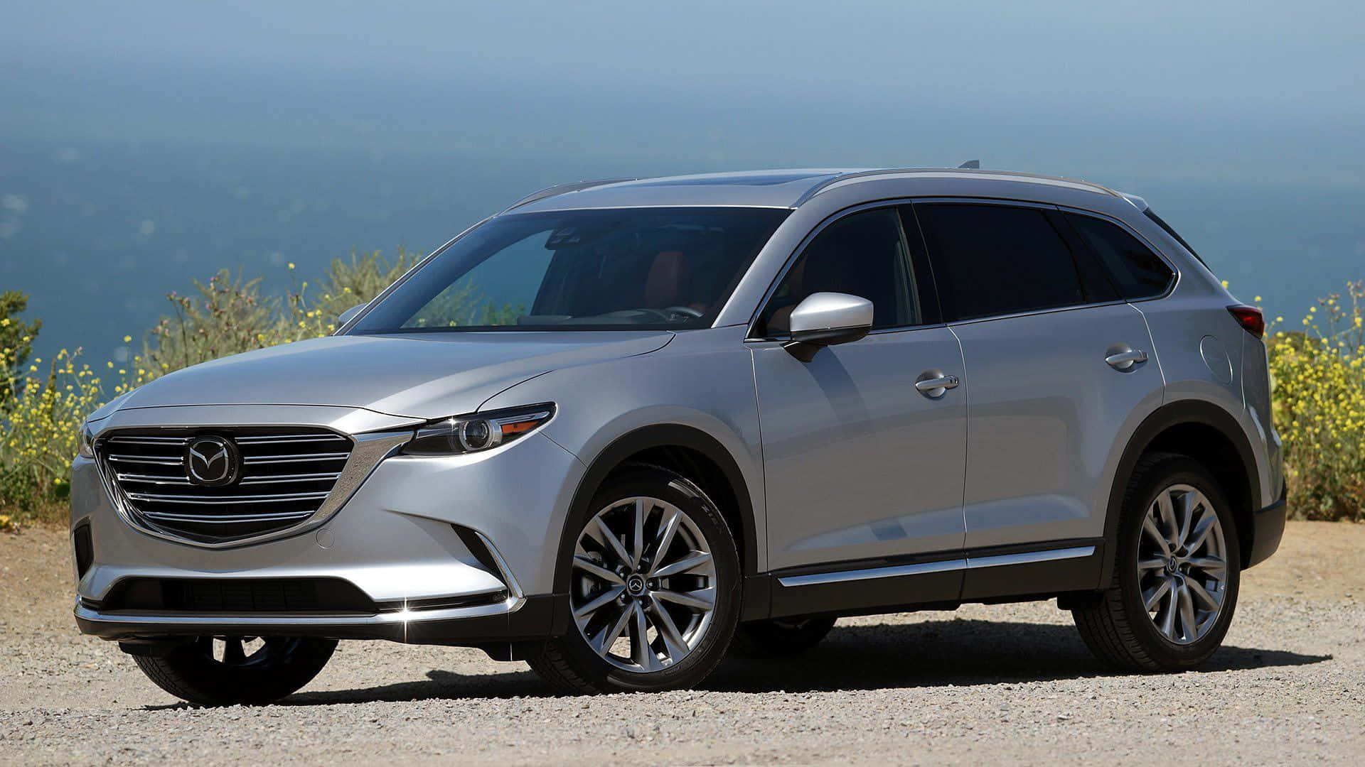 Mazda CX-9, silver, gravel road, Full HD Desktop Wallpaper