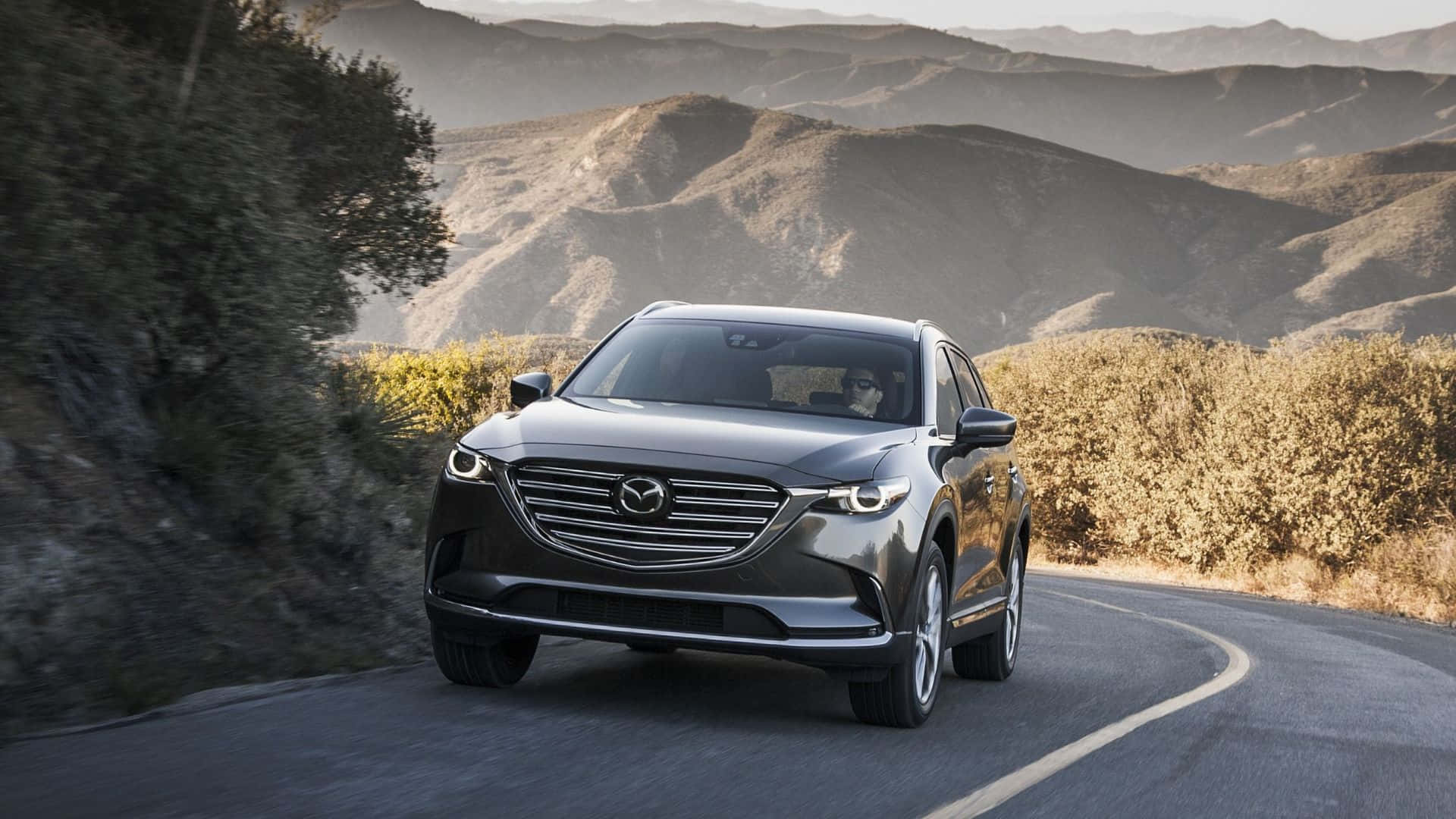Mazda CX-9, gray, winding mountain road, Full HD Desktop Wallpaper