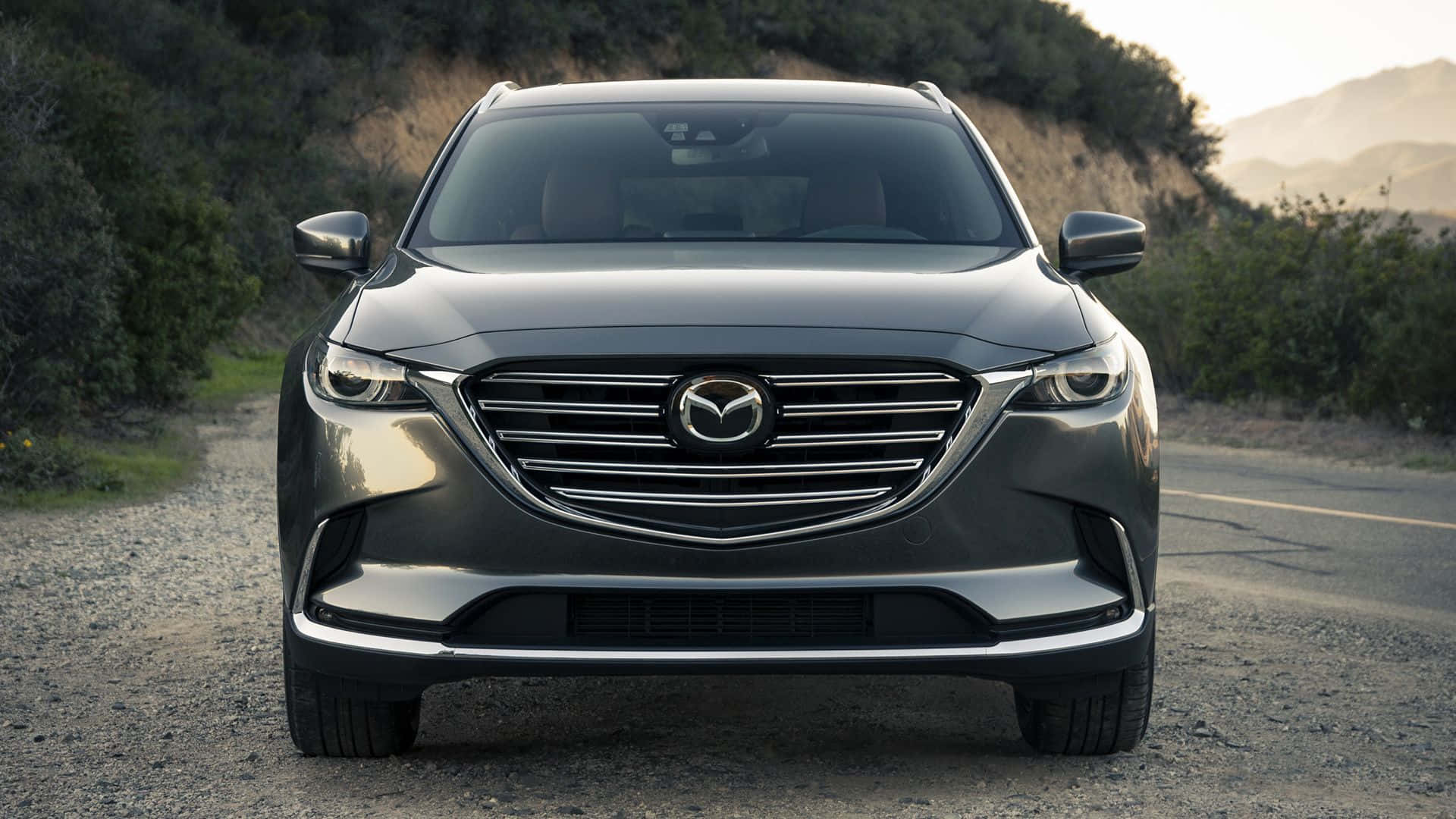 Mazda CX-9, gray, gravel road, Full HD Desktop Wallpaper