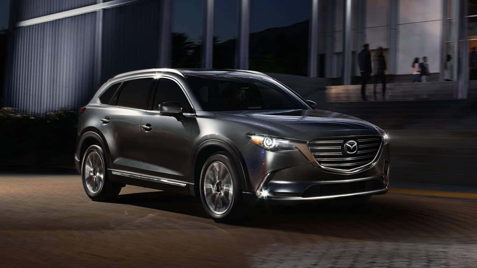 Mazda CX-9, silver, urban night scene, HD Desktop Wallpaper