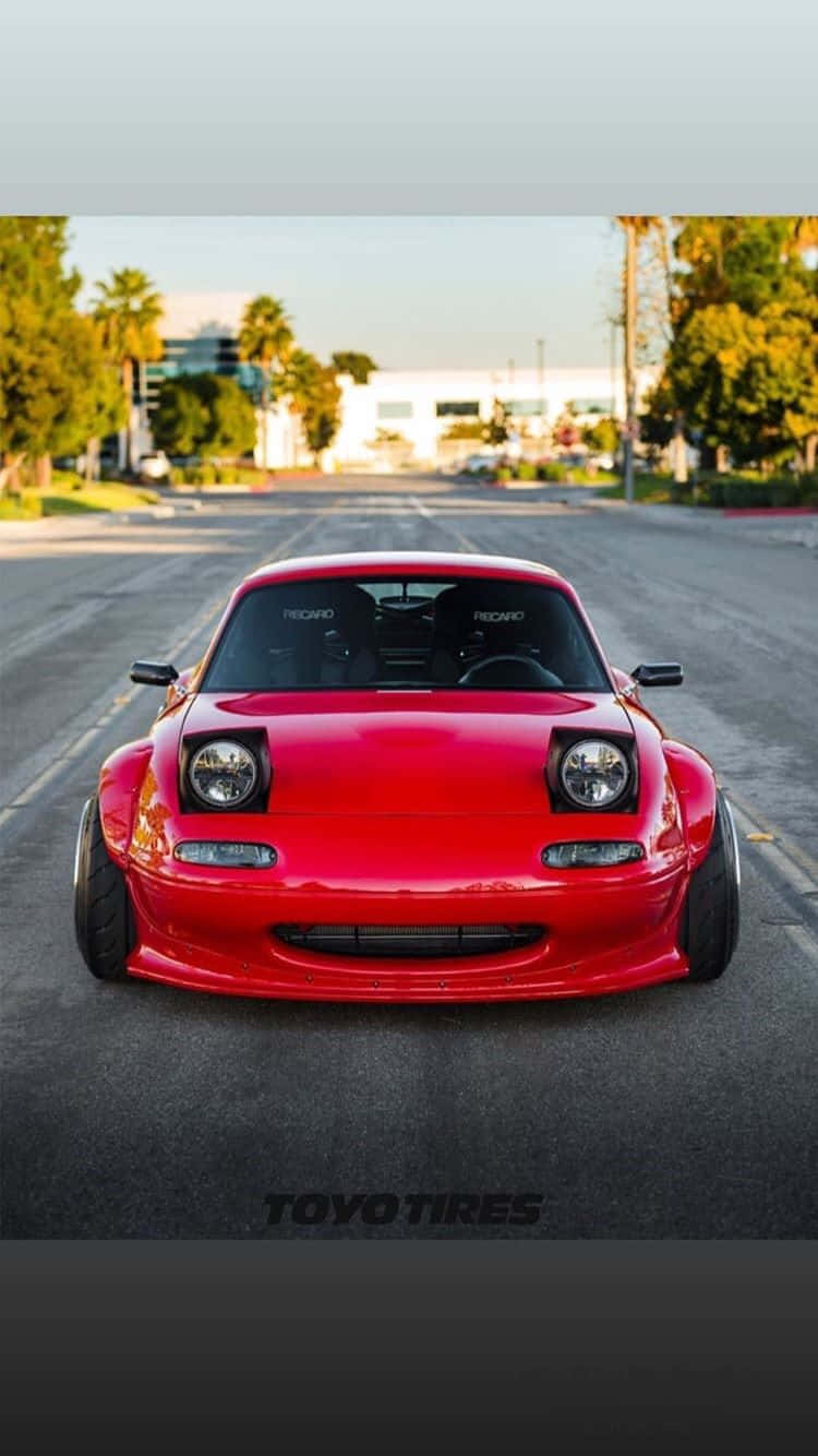 Mazda MX-5 Miata, vibrant red, wide tires, HD Phone Wallpaper