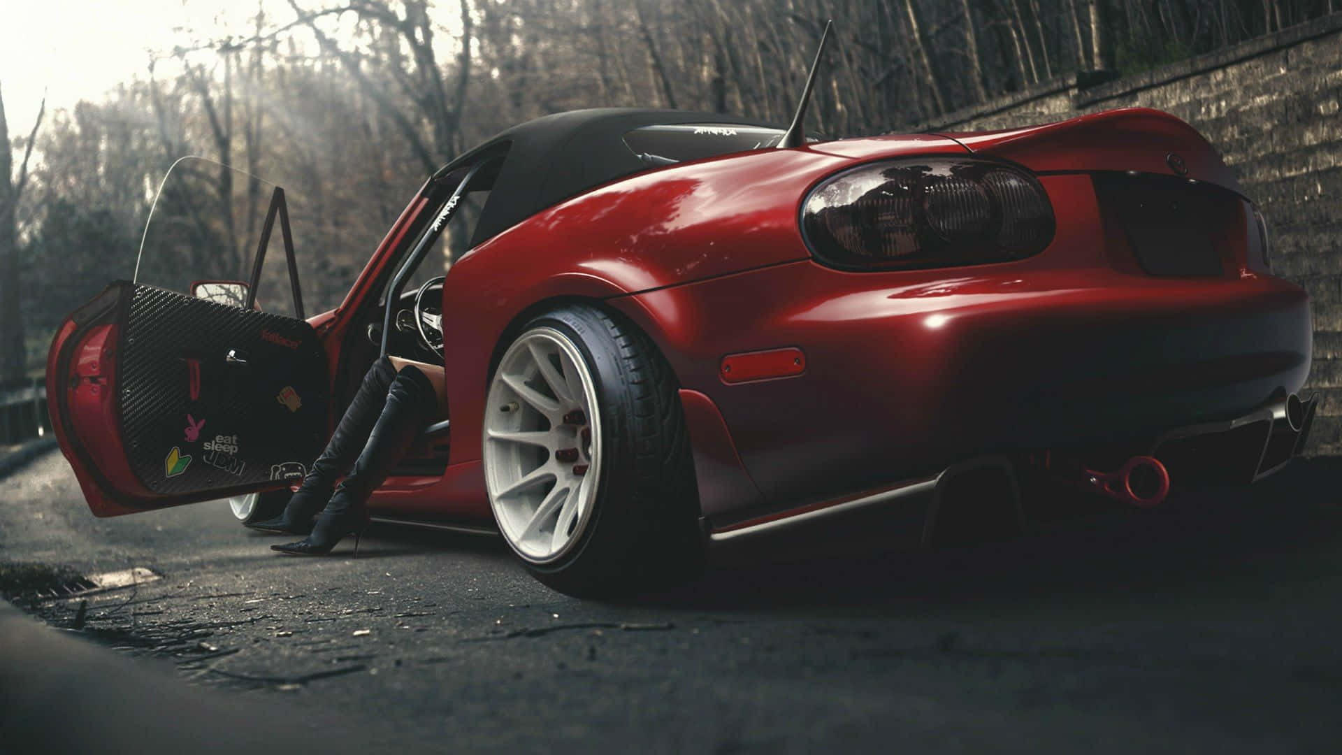 Mazda MX 5 Miata, red, glossy, Full HD Desktop Wallpaper