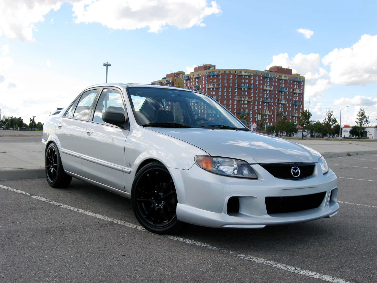 Mazda Protege, silver, black rims, HD Desktop Wallpaper