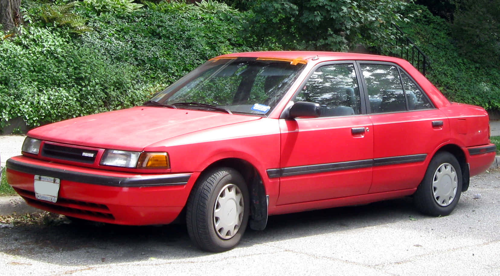 Mazda Protege, vibrant red, black trim, HD Desktop Wallpaper