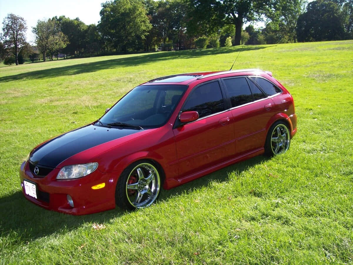 Mazda Protege, vibrant red, black, SD Desktop Wallpaper