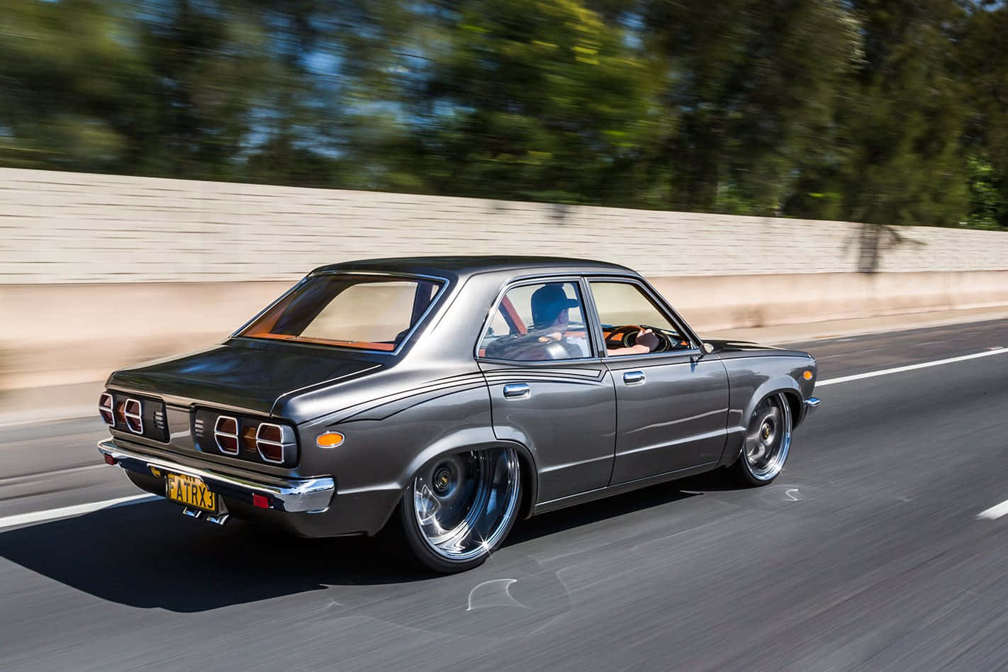 Mazda Rx-3, sleek gray, custom wheels, HD Desktop Wallpaper