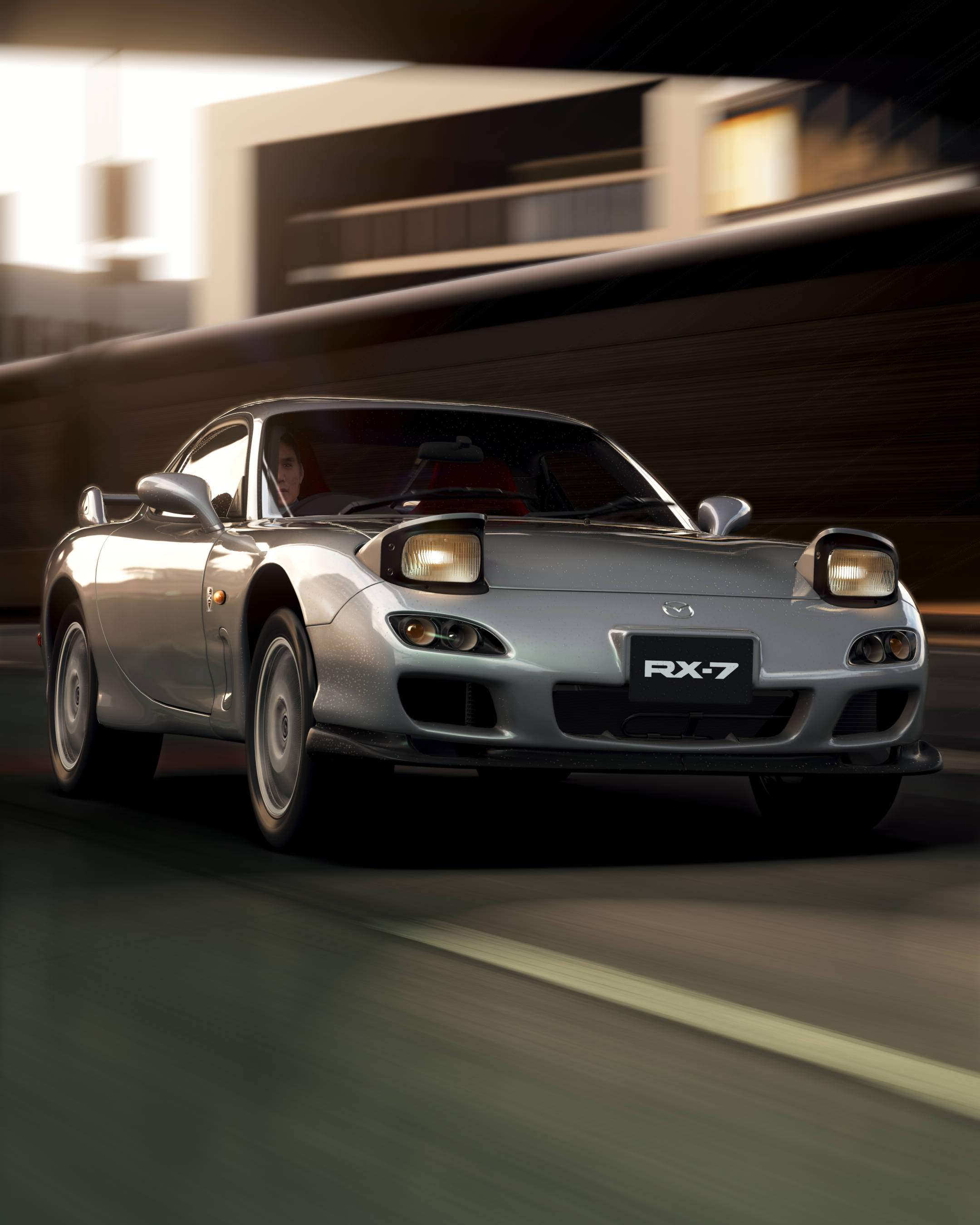 Mazda RX-7, silver, sports car, 2K Phone Wallpaper