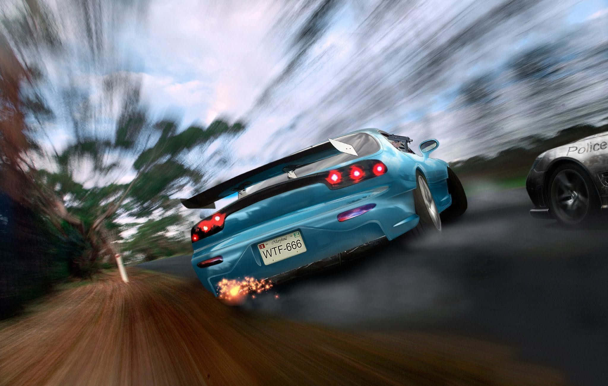 Mazda Rx 7, blue, cyan, Full HD Desktop Wallpaper