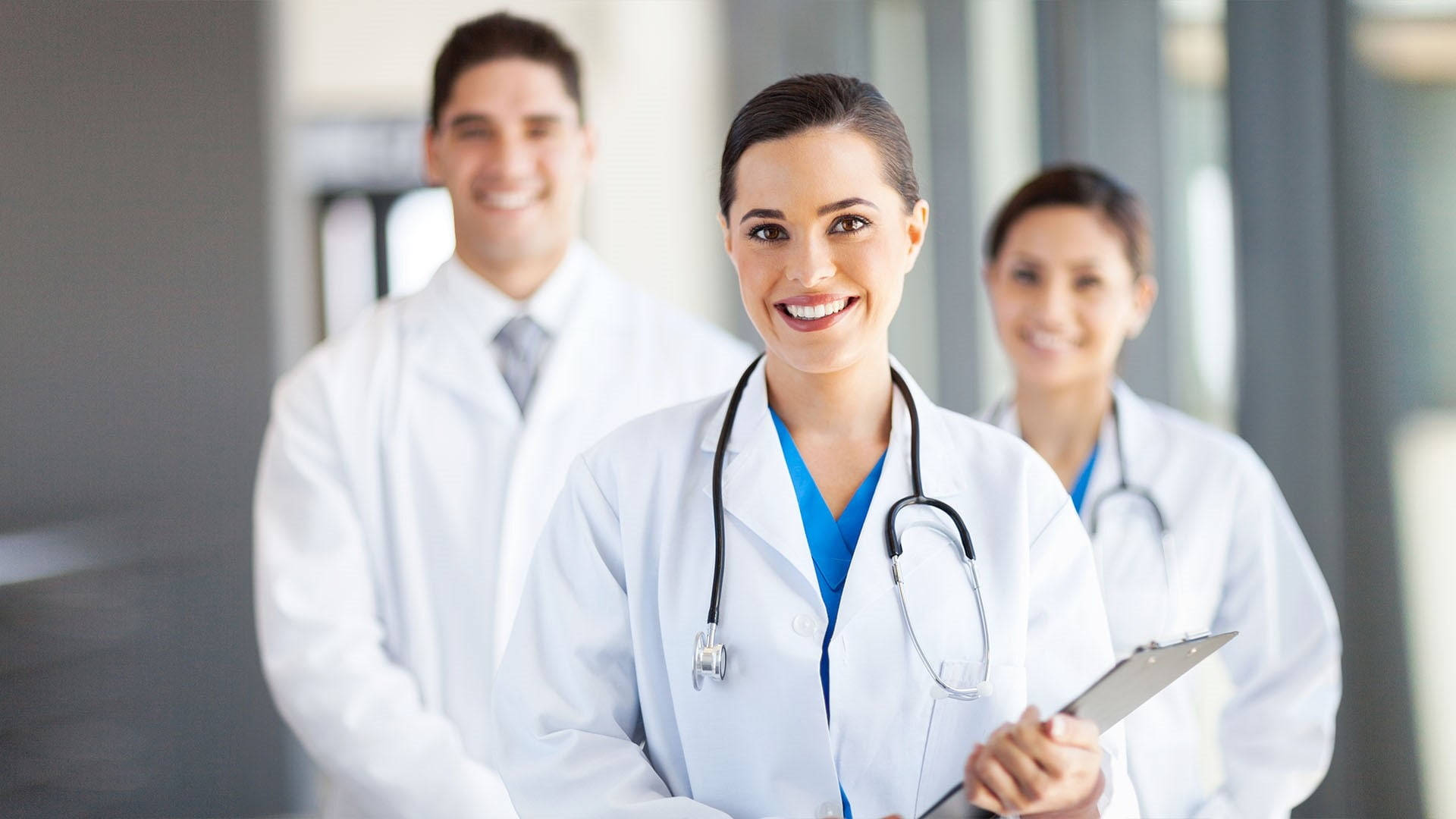 MBBS, three doctors, white coats, Full HD Desktop Wallpaper