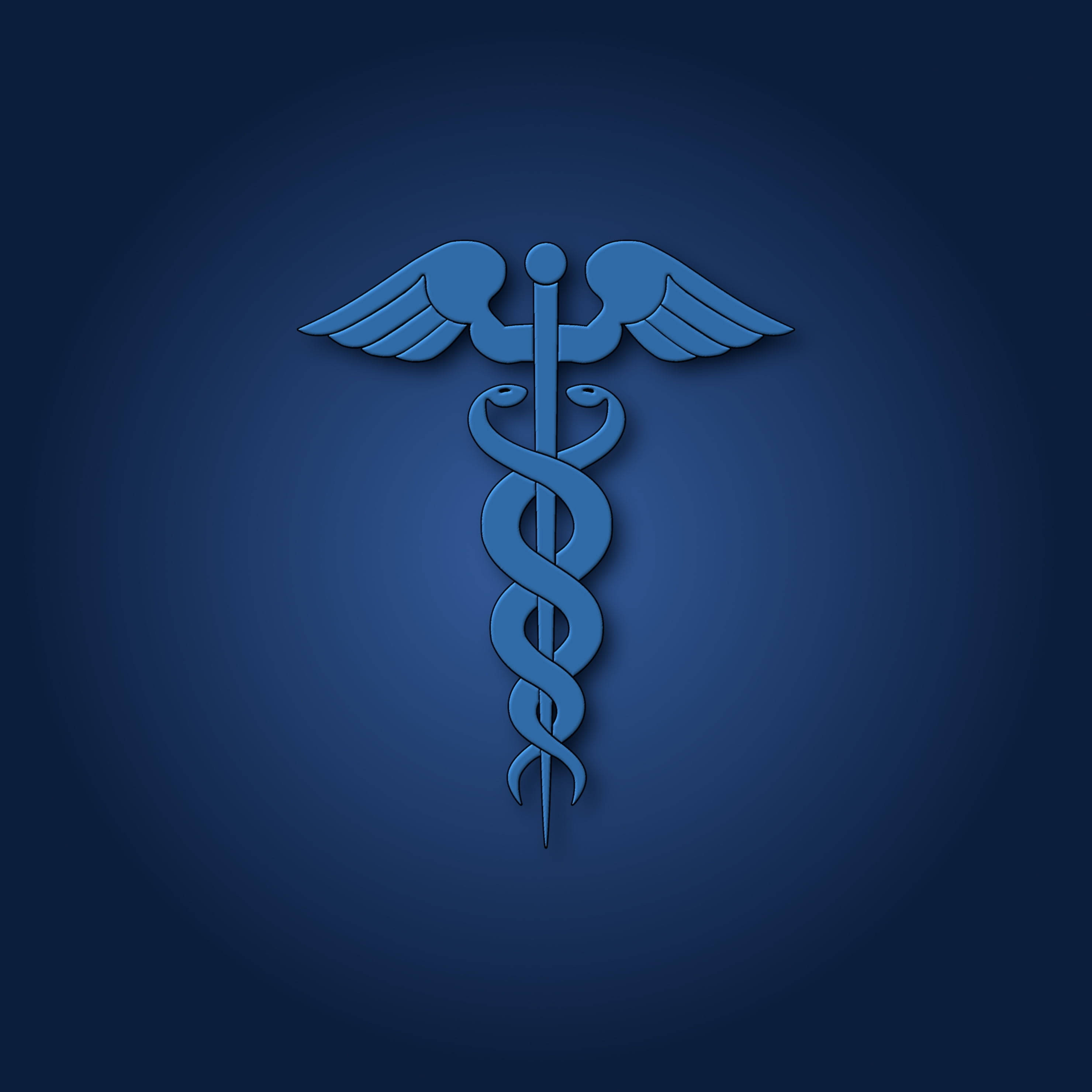MBBS, blue caduceus symbol, wings, 2K Desktop Wallpaper