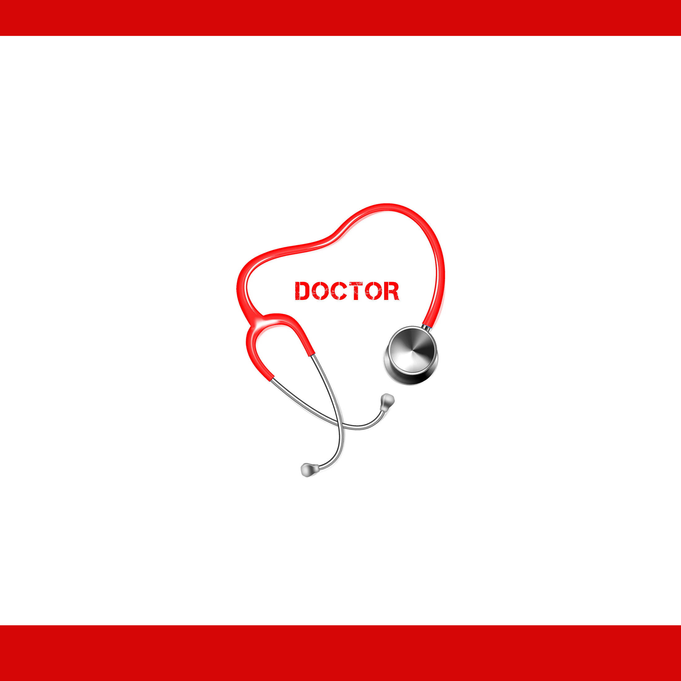 red stethoscope, heart shape, word doctor, Full HD Desktop Wallpaper