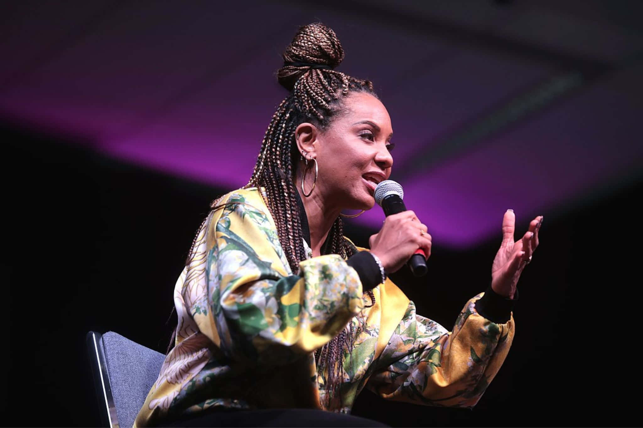 M C Lyte, microphone, stage, Full HD Desktop Wallpaper