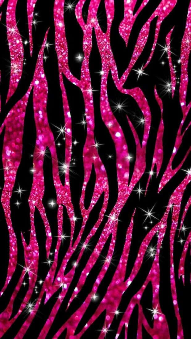 pink glitter zebra print, sparkle, black background, SD Phone Wallpaper