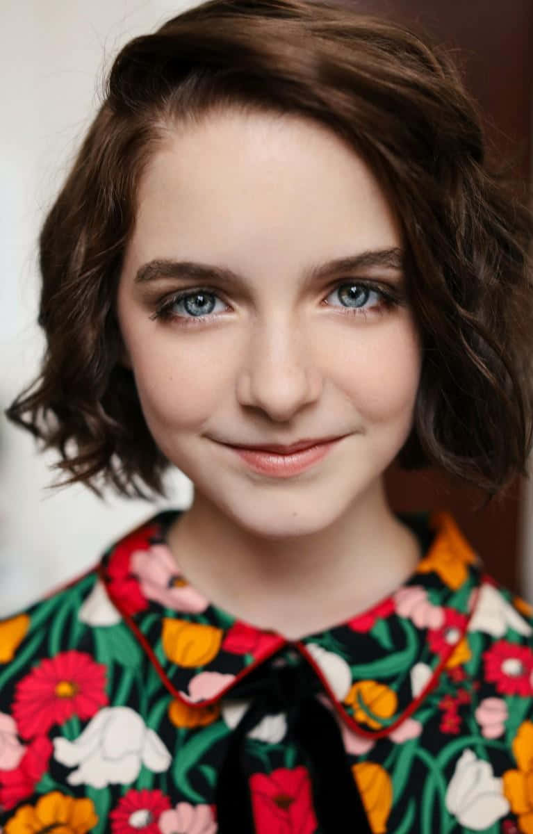 Mckenna Grace, floral dress, bright blue eyes, SD Phone Wallpaper