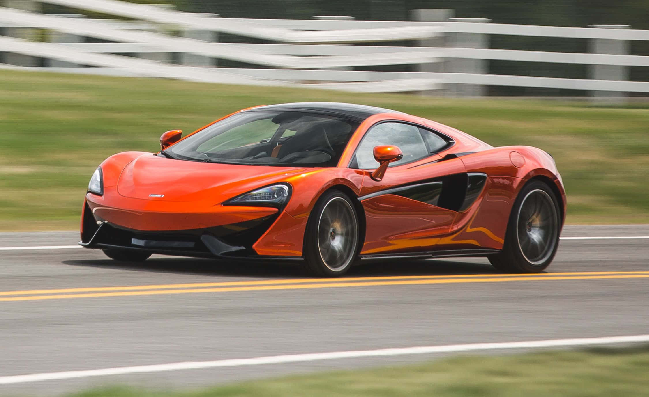 McLaren 570S, vibrant sunset, racetrack, Full HD Desktop Wallpaper