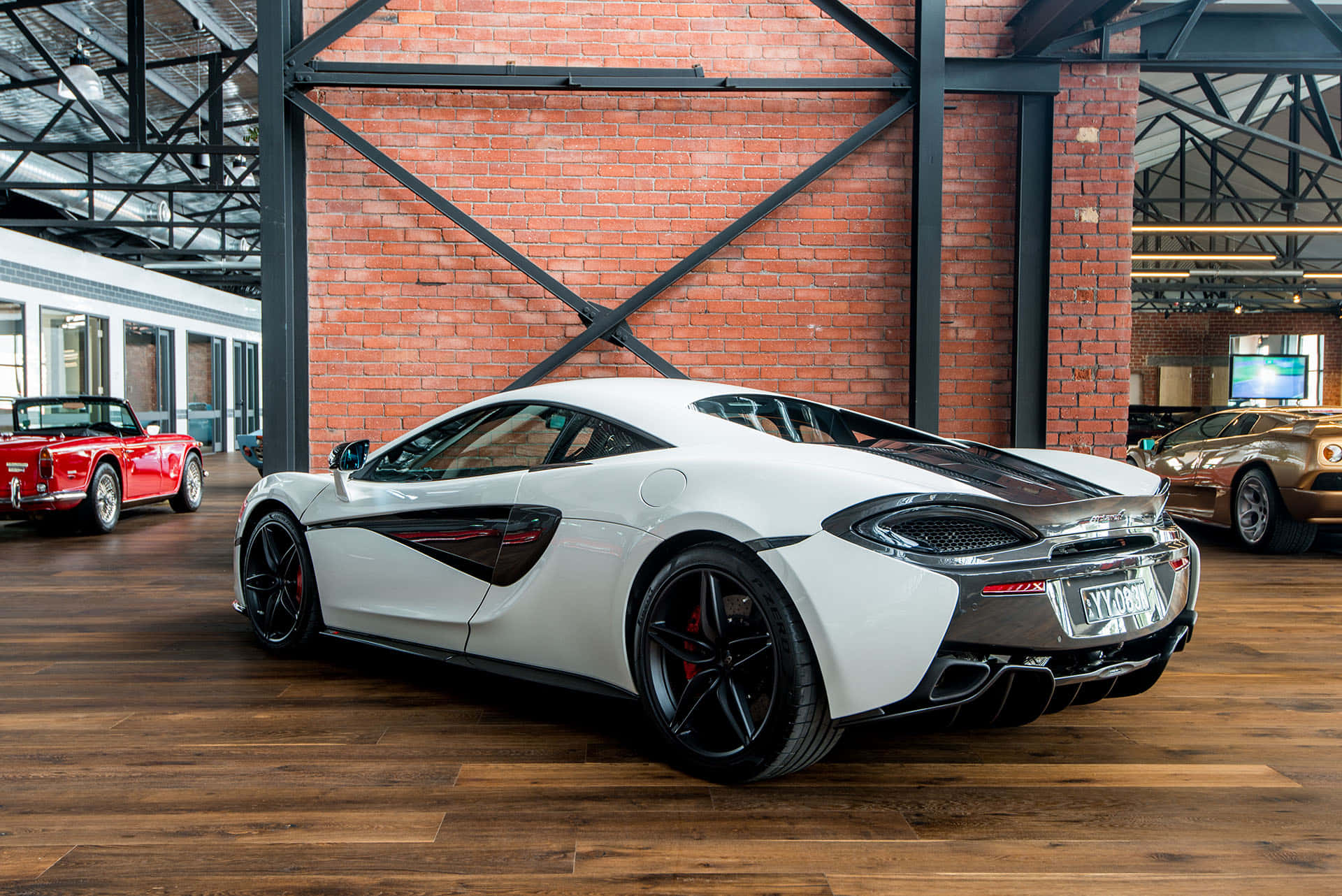 McLaren 570s, white, black accents, Full HD Desktop Wallpaper