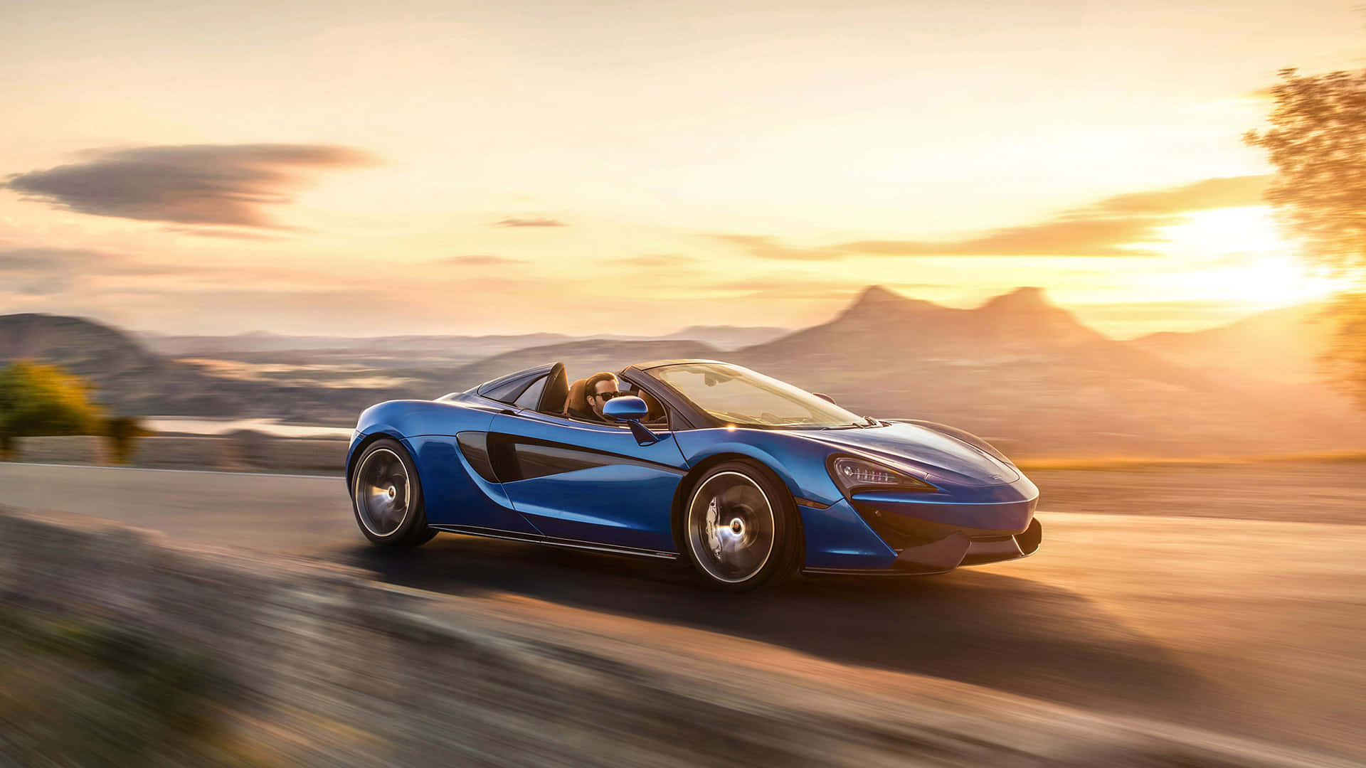 McLaren 570s, blue, convertible, Full HD Desktop Wallpaper