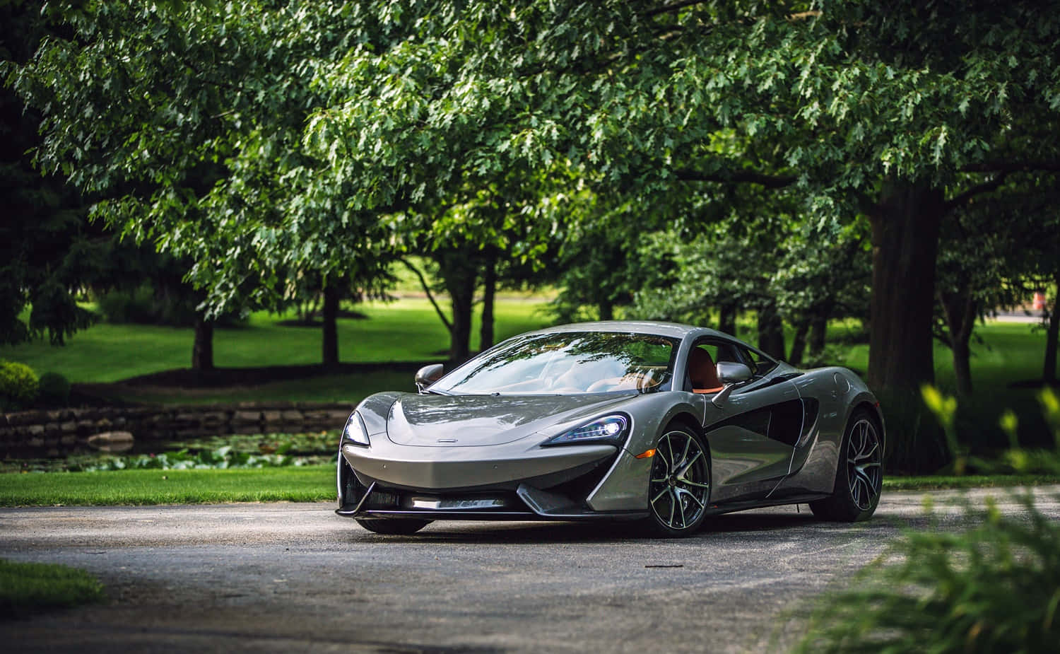 McLaren 570s, silver, gravel path, HD Desktop Wallpaper