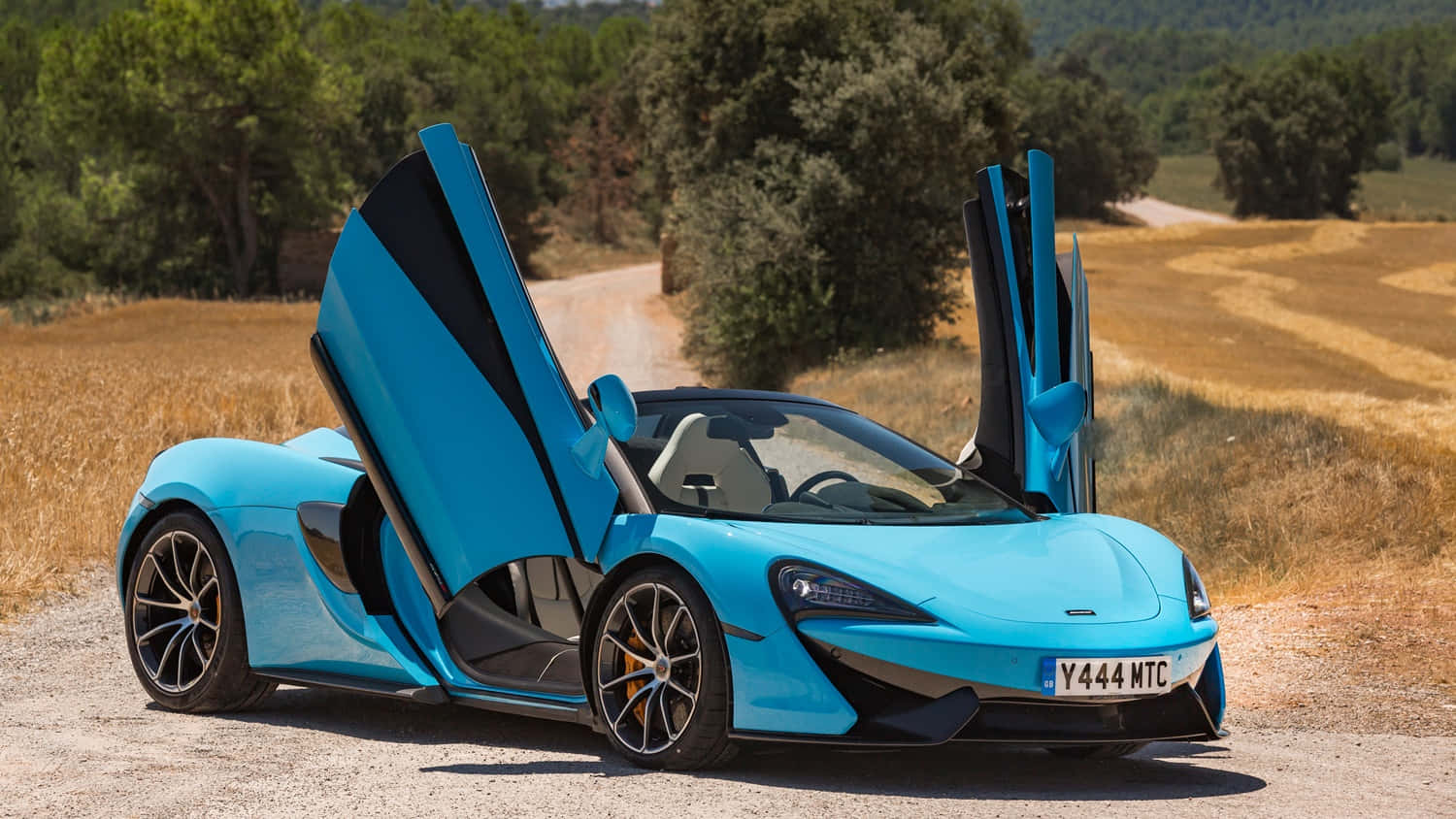 McLaren 570s, gullwing doors, vibrant blue, HD Desktop Wallpaper