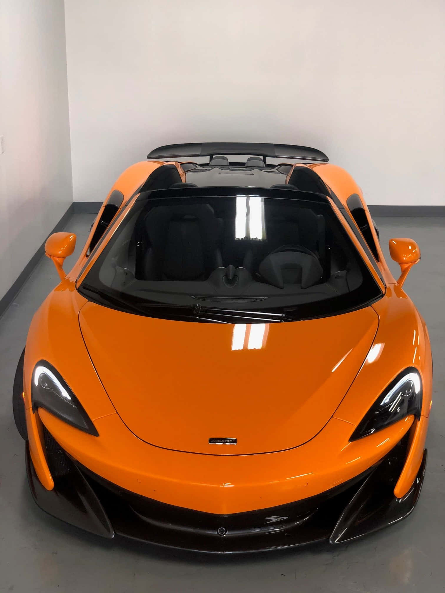 McLaren 600LT Spider, vibrant orange, black roof, Full HD Phone Wallpaper