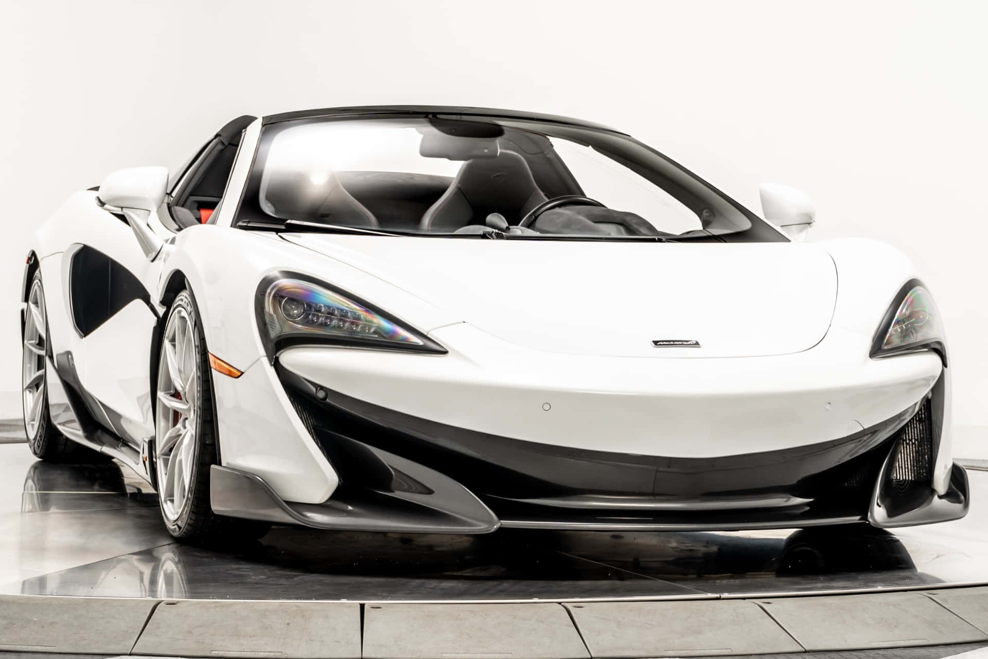 McLaren 600LT Spider, white, black accents, Full HD Desktop Wallpaper