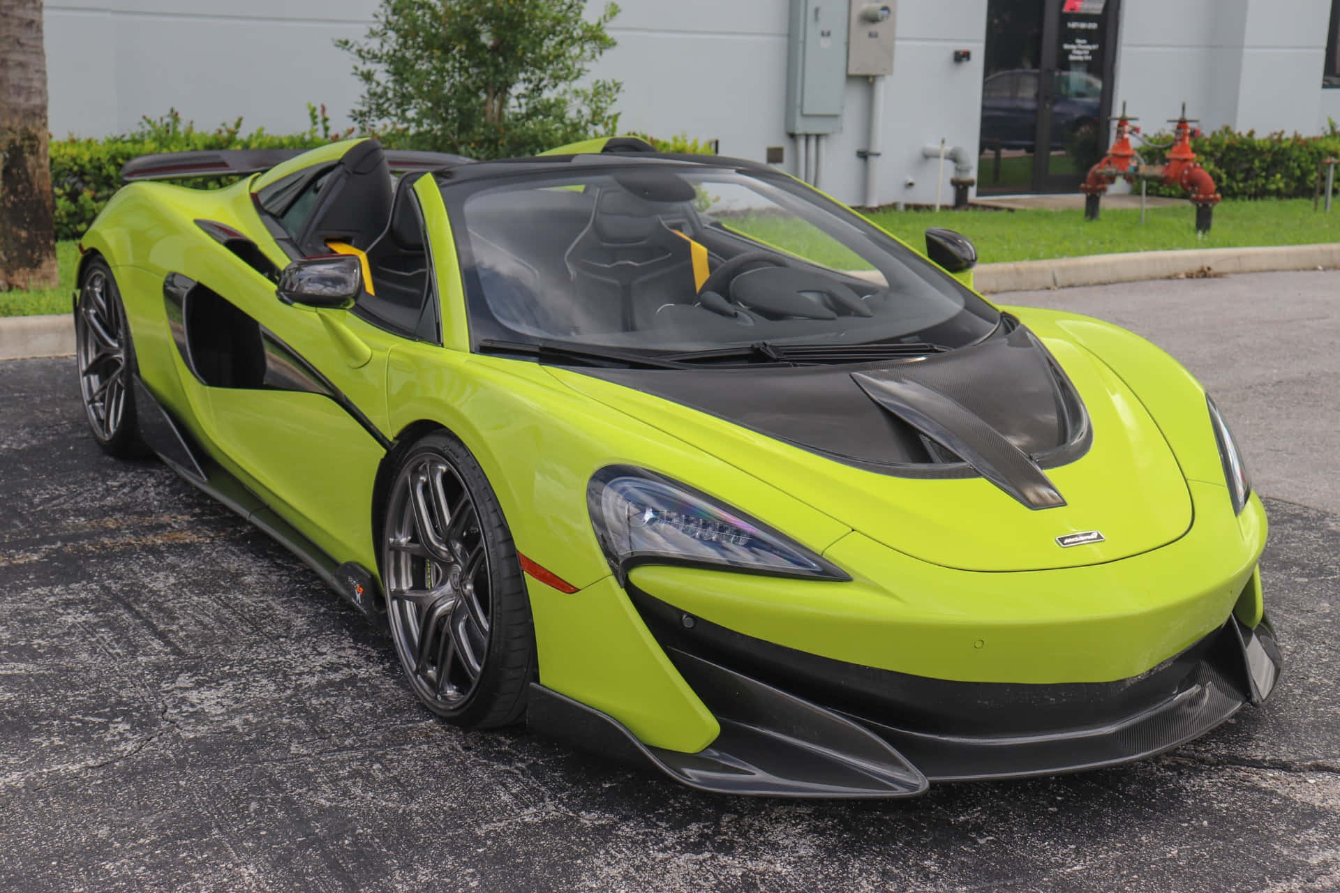 McLaren 600LT Spider, lime green, black accents, Full HD Desktop Wallpaper