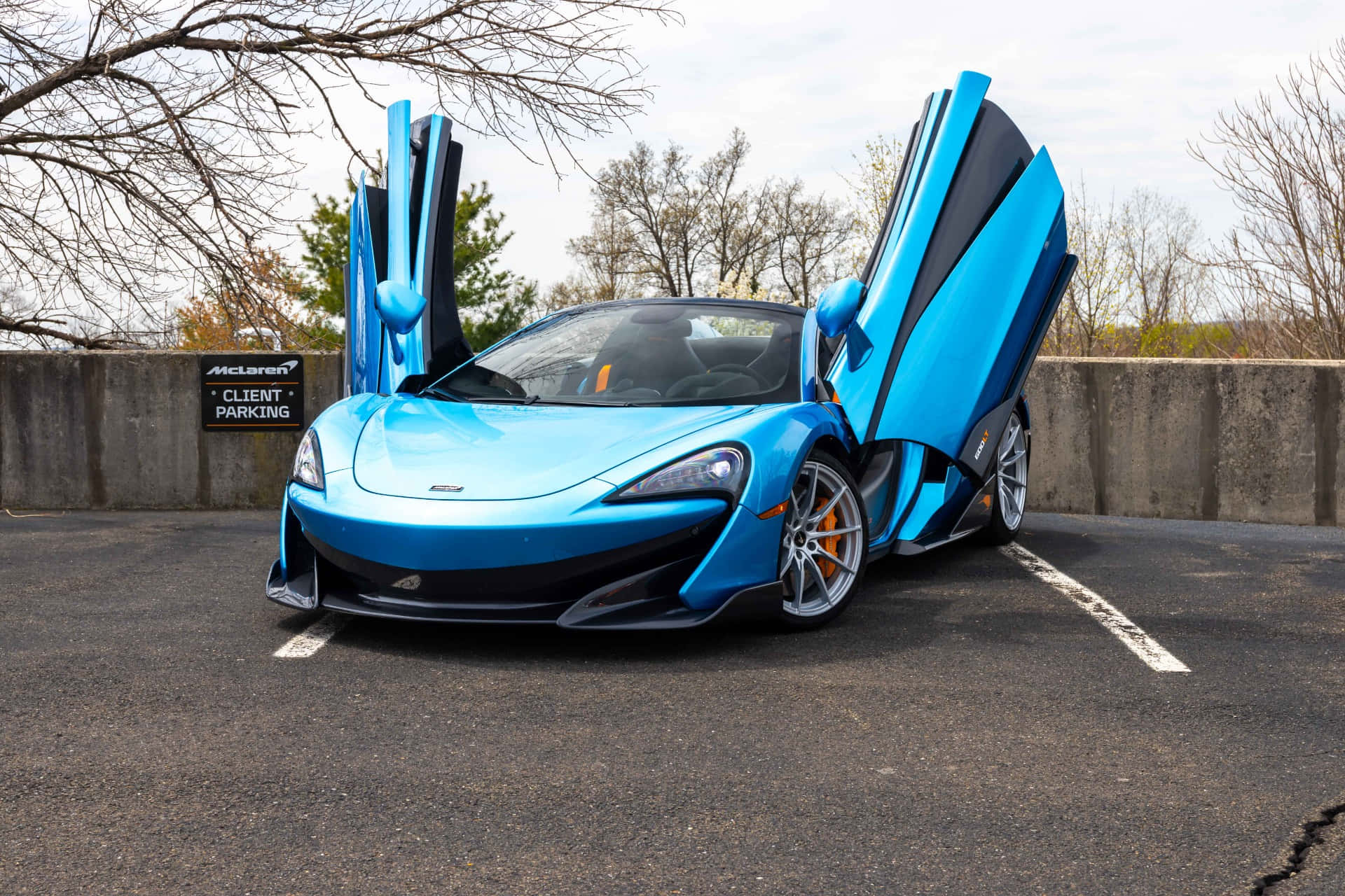 McLaren 600LT Spider, vibrant blue, gullwing doors, Full HD Desktop Wallpaper