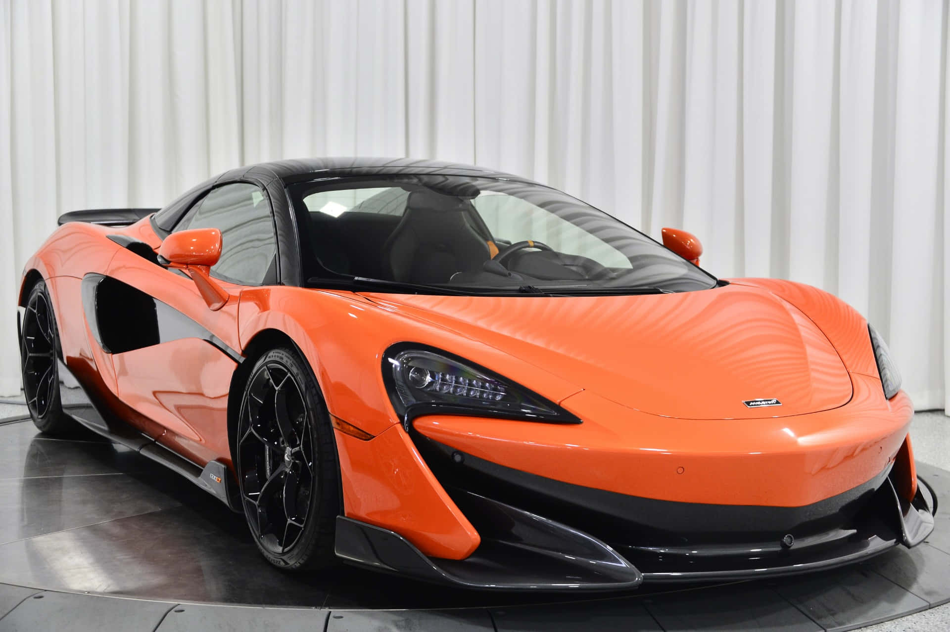 Mclaren 600LT Spider, vibrant orange, black accents, Full HD Desktop Wallpaper