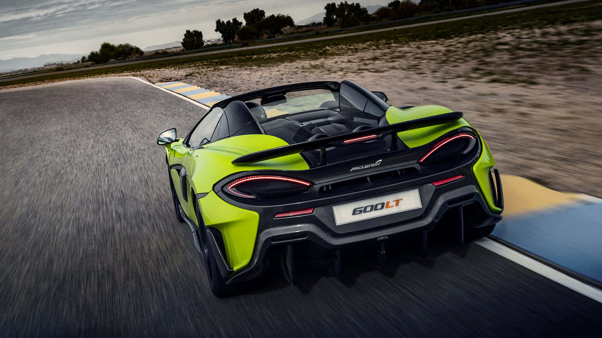 McLaren 600LT Spider, lime green, racetrack, Full HD Desktop Wallpaper