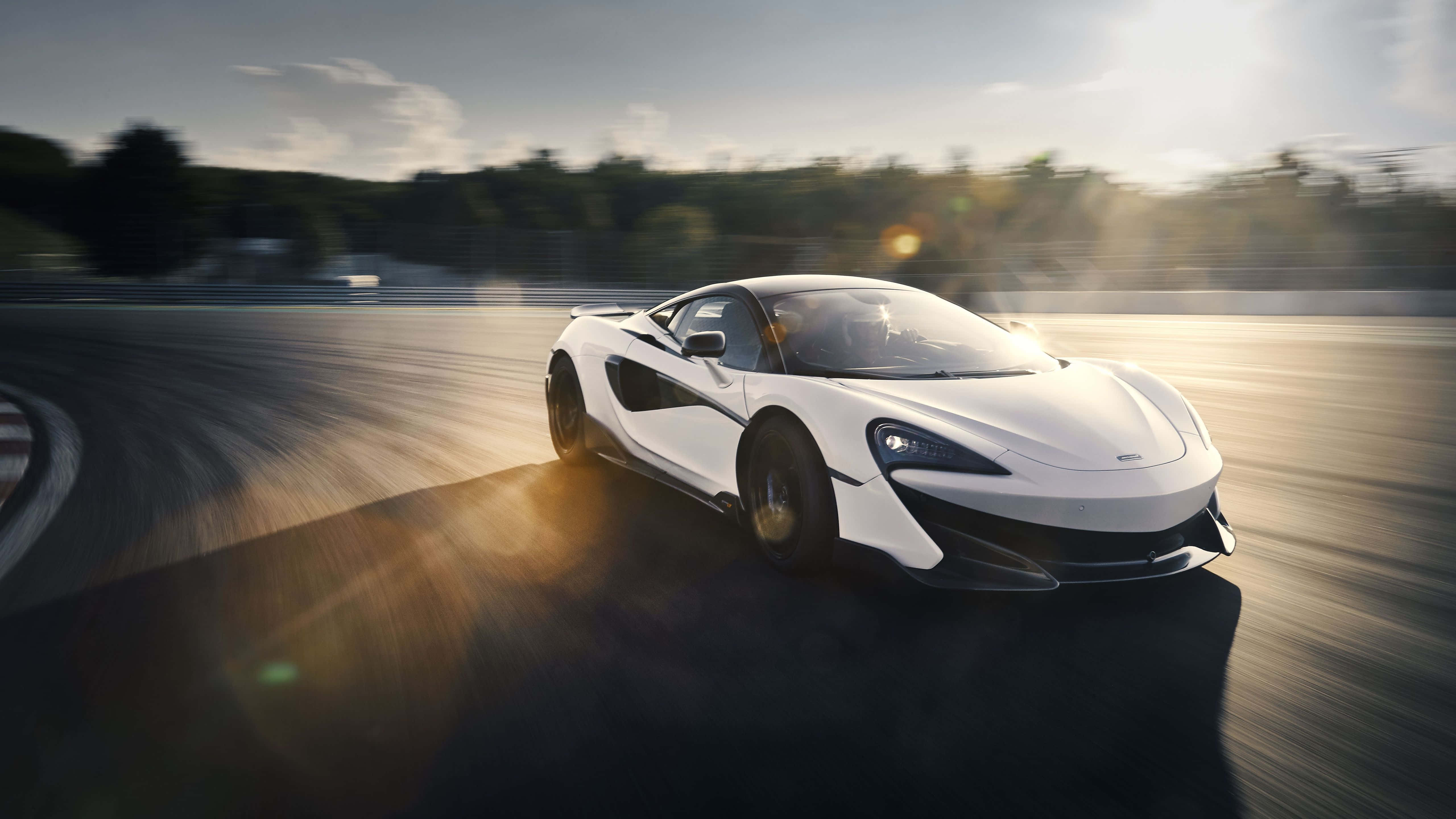 McLaren 600LT, white, racetrack, 5K Desktop Wallpaper