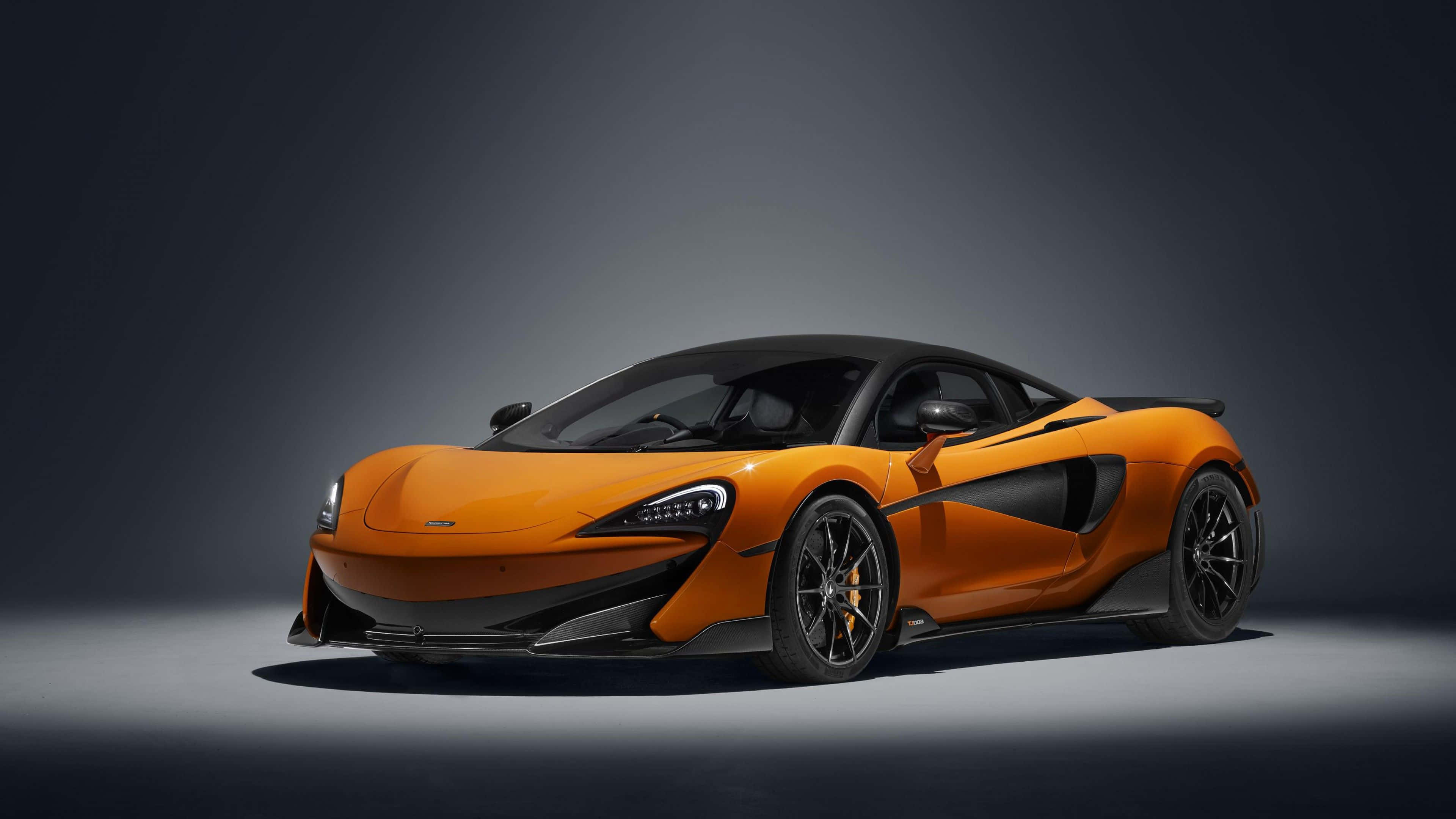 McLaren 600LT, orange, black accents, 4K Desktop Wallpaper